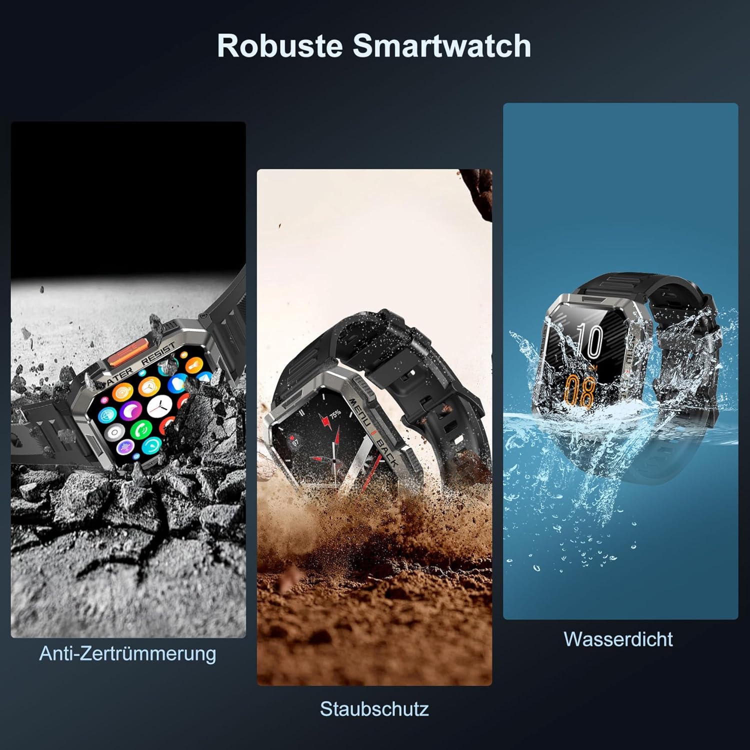 Blackview Smart Watch Herren Fitnessuhr mit Telefonfunktion, Anrufe tätigen/empfangen, Kompass, IP68 wasserdicht, Sportuhr mit 100+ Sportmodi, Herzfrequenz-Schlafmonitor, Schrittzähler, Uhr für Android iOS – Bild 8