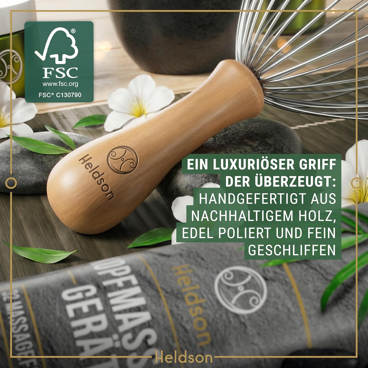 HELDSON Kopfmassage-Spinne – FSC100 % – Kopfmassagegerät – Muttertagsgeschenk – Kopfmassage & Haarmassage – Kopfmassagegerät – Kopfkratzer – Muttertagsgeschenk für Frauen, Männer & Senioren – Bild 6