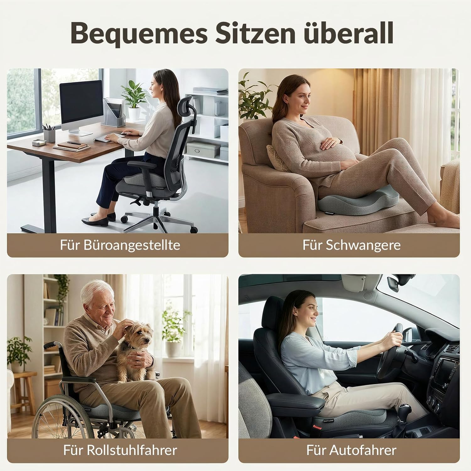 COSYLAND Ergonomisches wellenförmiges Sitzkissen – Memory-Schaum-Stuhlkissen für Zuhause, Büro und Auto – Entlastung für Steißbein und Rücken – Bild 4