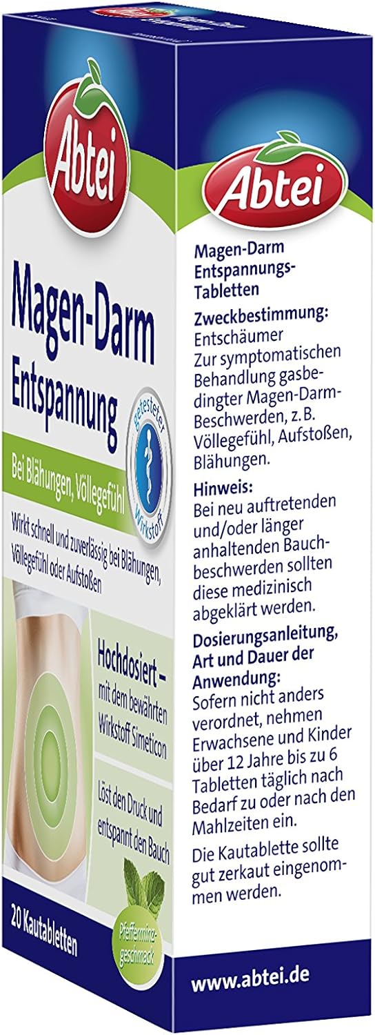 Abbey Magen-Darm-Entspannungstabletten, 20 Stück, 1 Packung (39 g) – Bild 3