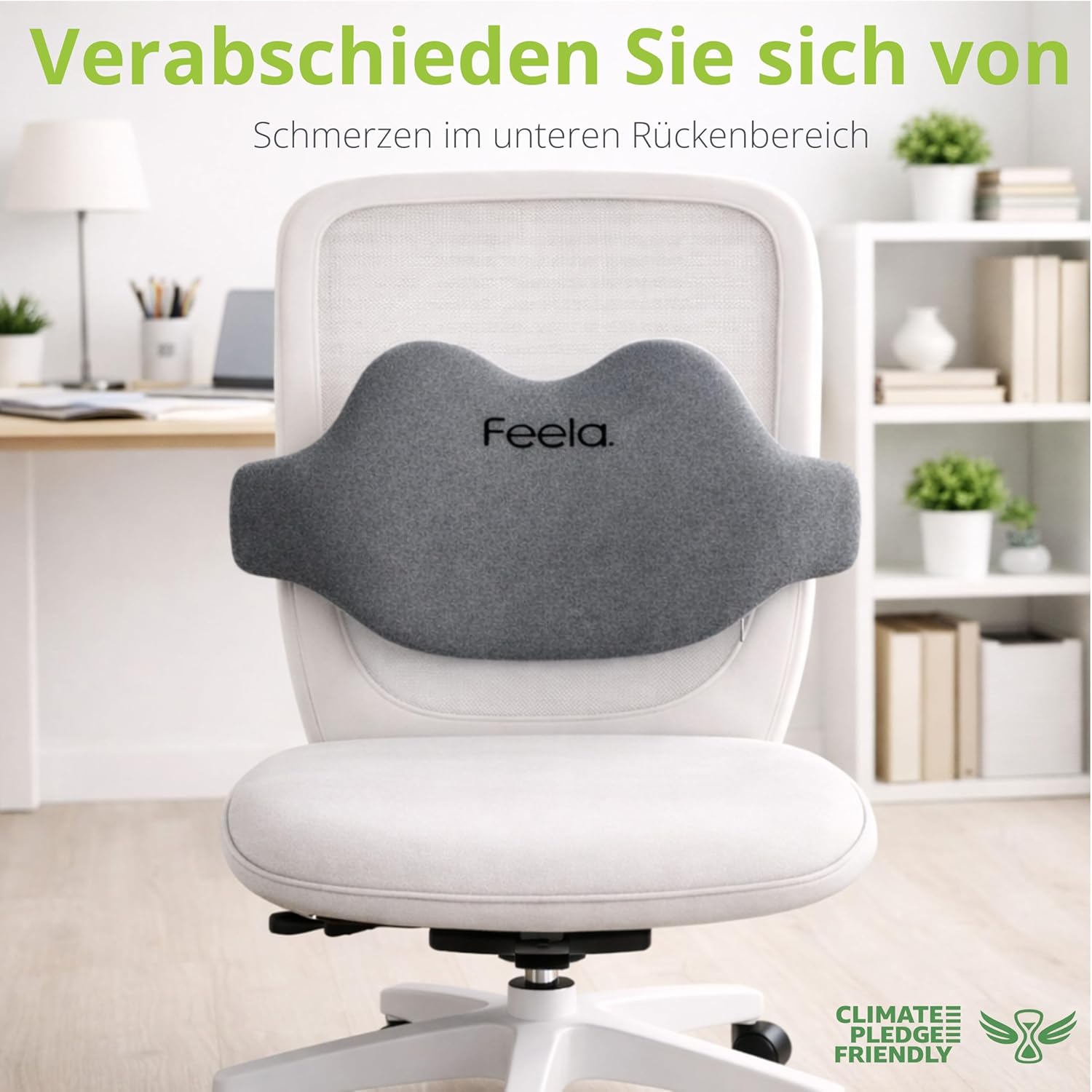 Feela. Ergonomisches Rückenkissen für Bürostuhl & Heimbüro – Lendenkissen zur Verbesserung der Körperhaltung, Lendenkissen gegen Sitzschmerzen (Dunkelgrau) – Bild 8