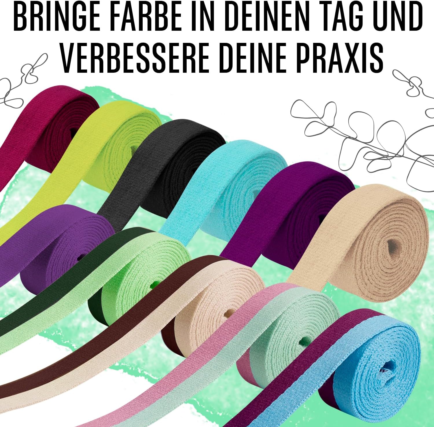 TECEUM Premium Yogamatte Tragegurt – Extra Weich & Dick aus Baumwolle – Hautfreundlich & Rutschfest – Verstellbarer Mattenhalter Yoga Mat Strap für alle Matten (Matte nicht enthalten) – Bild 9