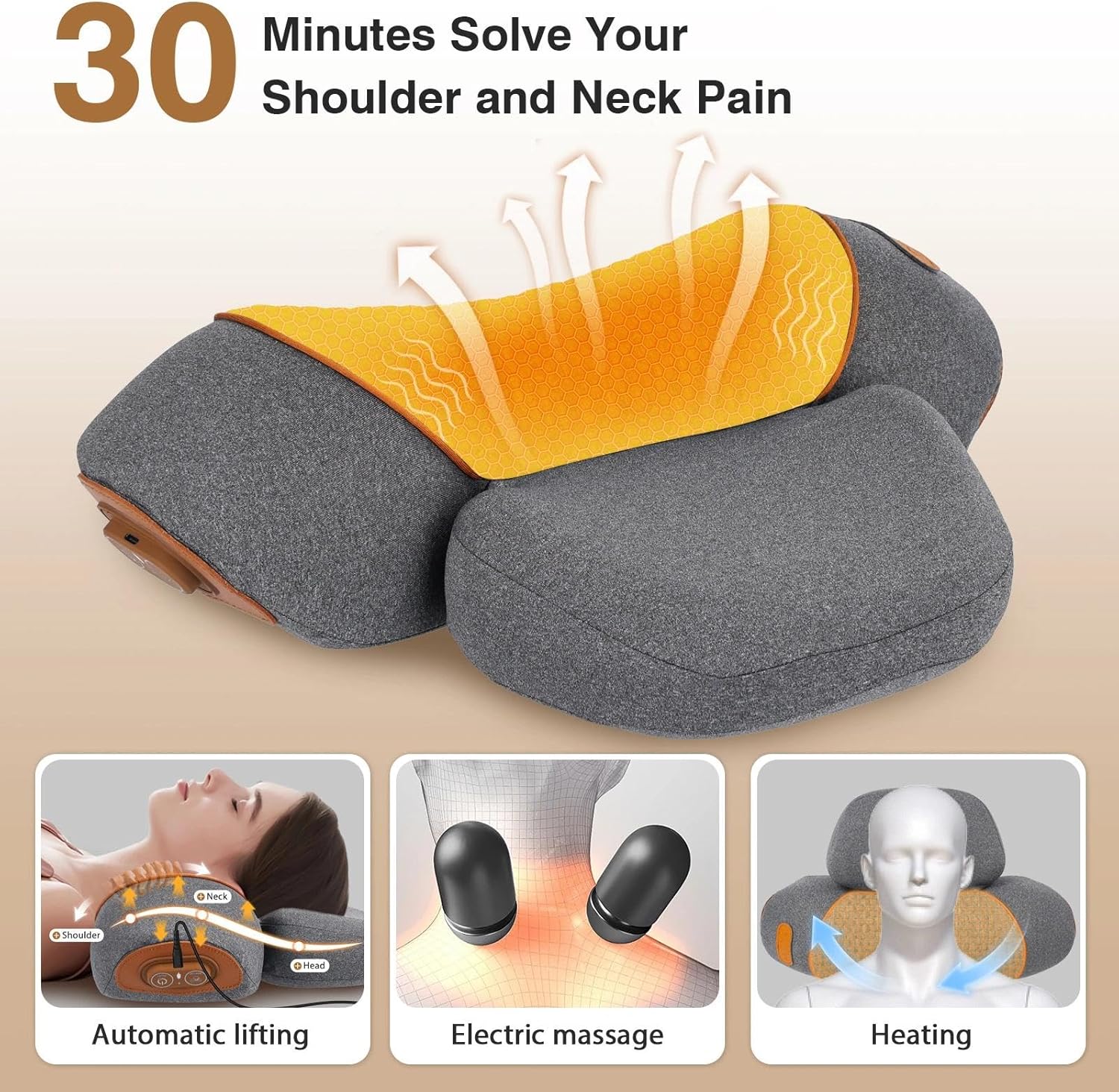 Necline Nackenmassagegerät mit Wärme, elektrisches 3-in-1-Massagegerät, Nackenmassagekissen, Entspannungskissen zur Nackenaktualisierung, Nackenmassagekissen – Bild 7