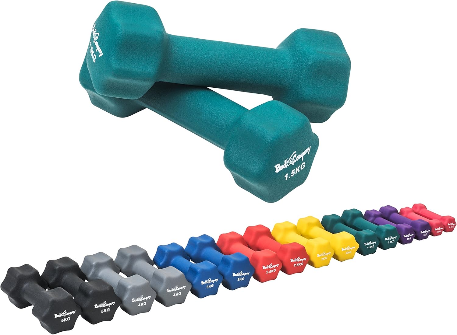 Bad Company Neopren-Hanteln 0,5 kg bis 5 kg farbig I kleine Hantel gummiert für Fitness Gymnastik Aerobic Home Gym Hanteln für Damen Herren I Hanteln