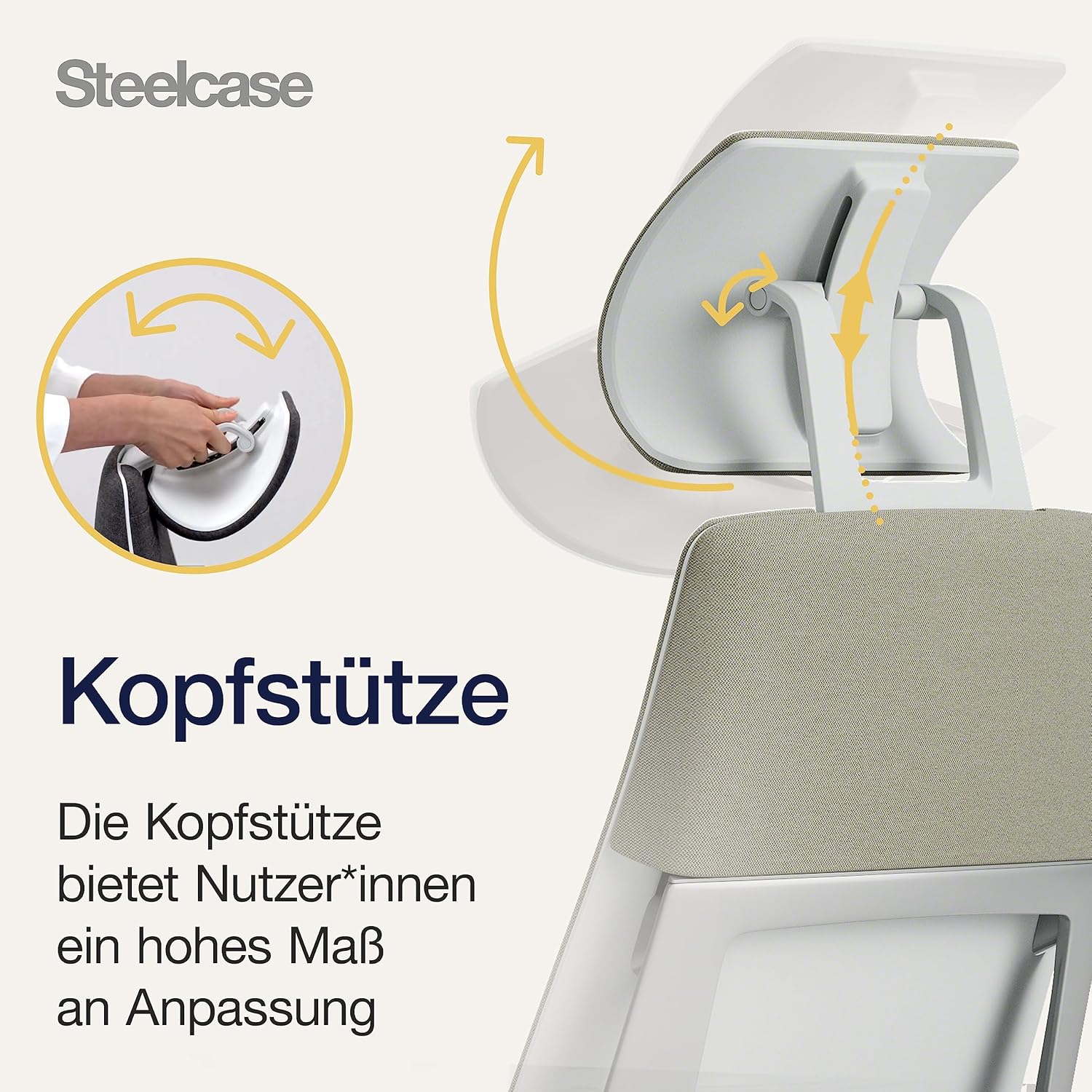 Steelcase Gesture Bürostuhl mit Bezug in Trüffel mit Kopfstütze – Bild 8