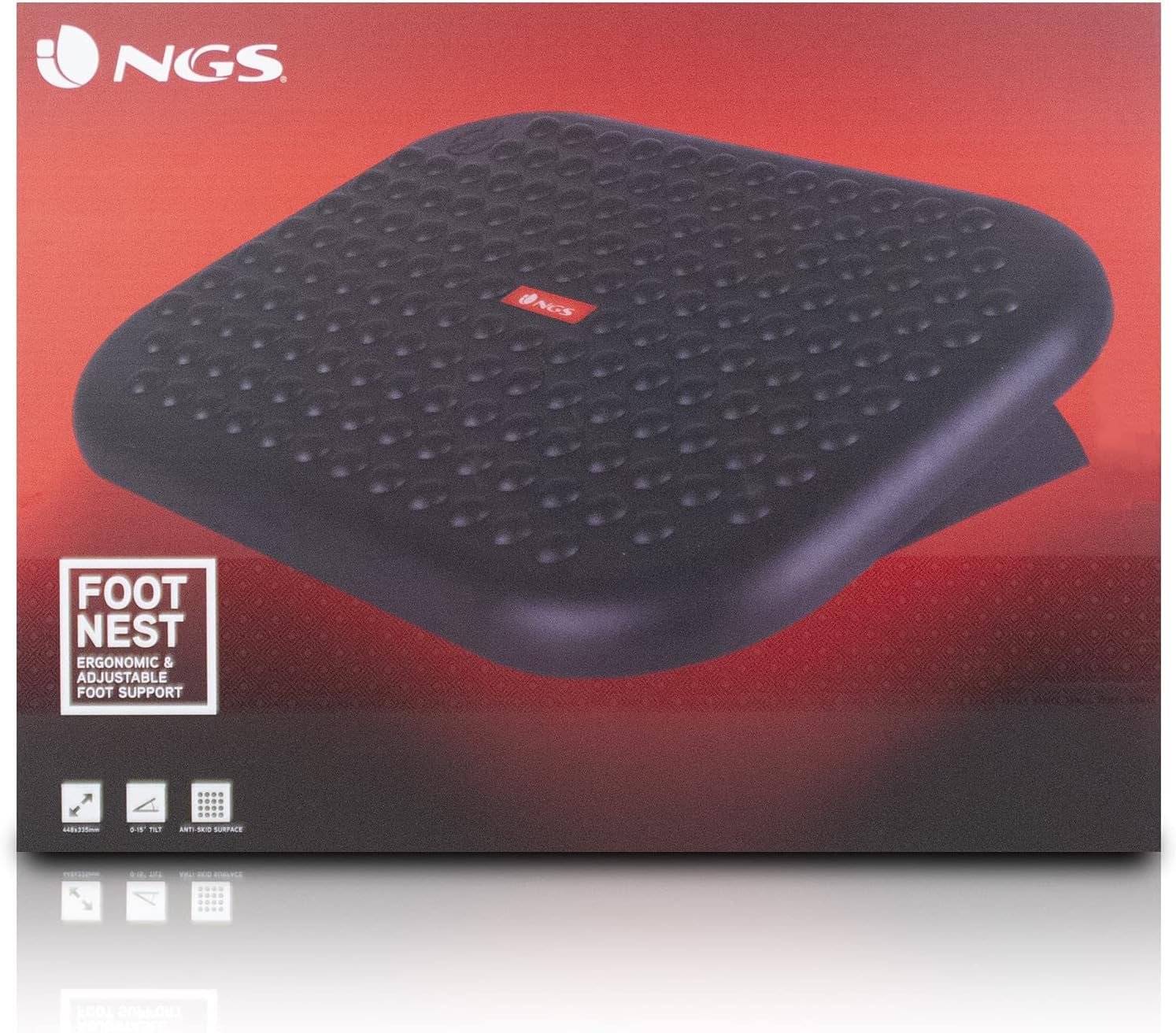 NGS Footnest Ergonomische höhenverstellbare Fußstütze, Bürofußstütze mit Neigung 0° - 15º und rutschfestem Fuß – Bild 7