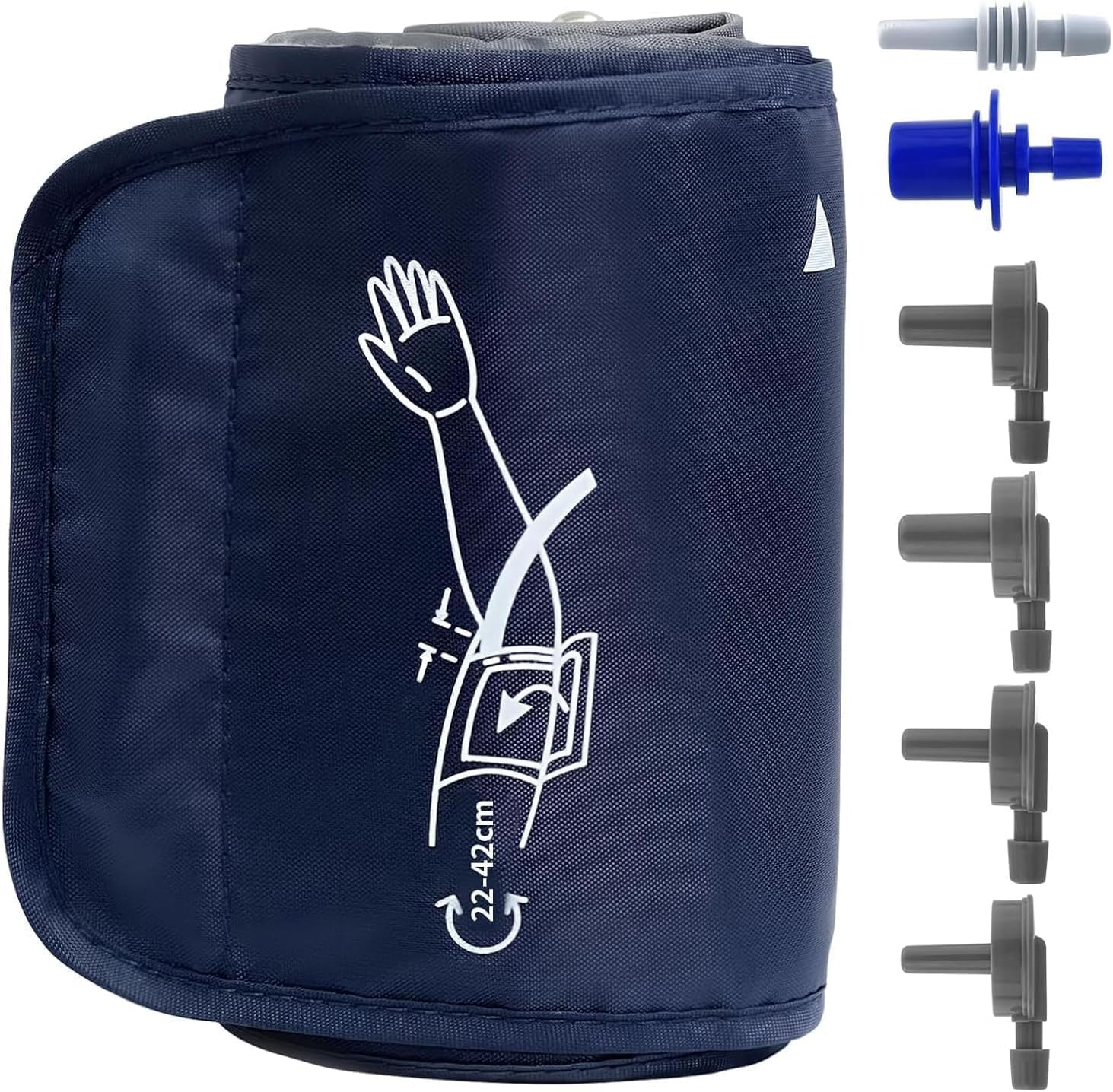 Blutdruckmanschette für Maschine, 22–42cm mittlere Blutdruckmessgeräte-Manschette mit 6 Universalanschlüssen, verstellbarer digitaler BP-Monitore, Ersatzgurt für Erwachsenen-Oberarm, BloodPressure Cuf