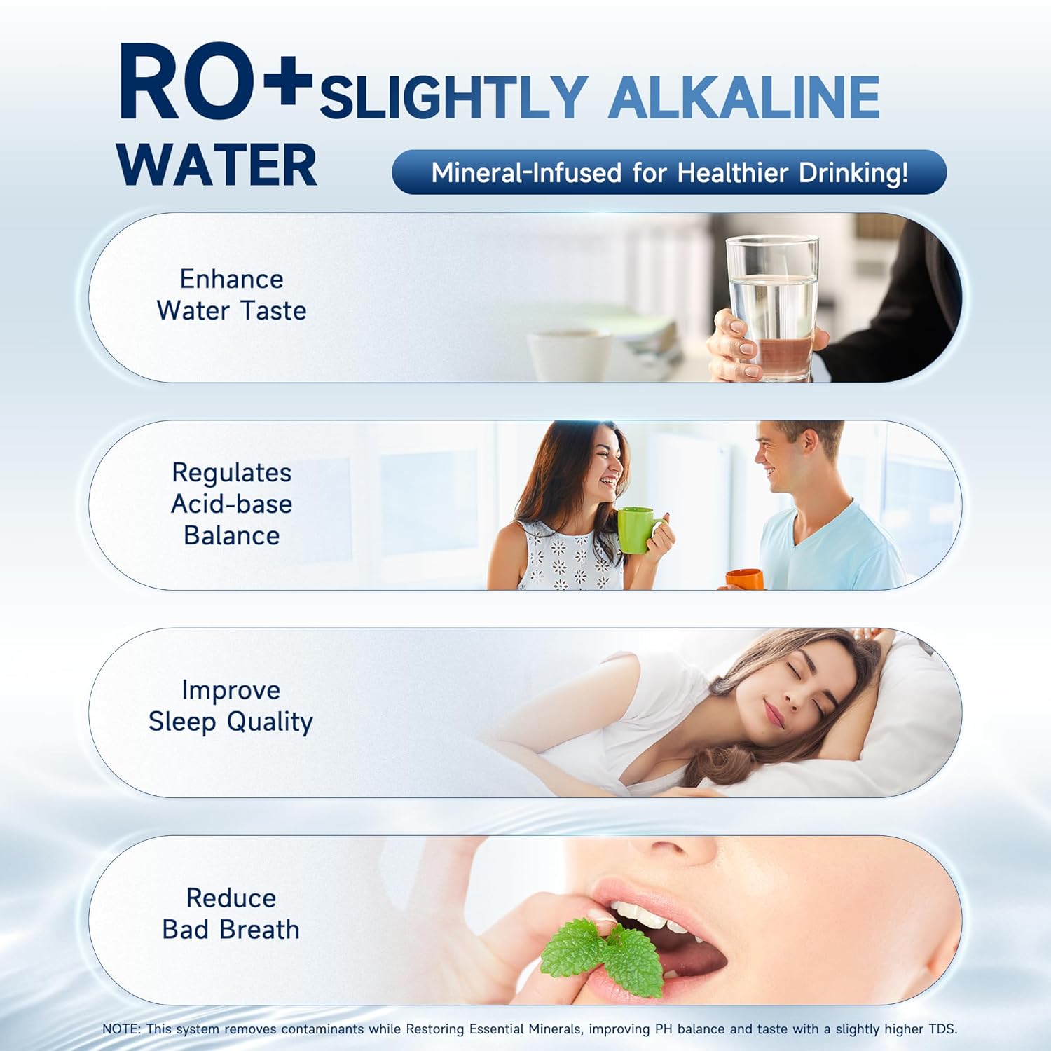 AQUALTRA USF-4RF-100 Untertisch Osmoseanlage Umkehrosmoseanlage Trinkwasser, Mehrstufiges Umkehrosmose Trinkwasser Filtersystem, 100GPD mit Alkalien & Mineralien Filter, 3:1 Abwasser mit Wasserhahn – Bild 4