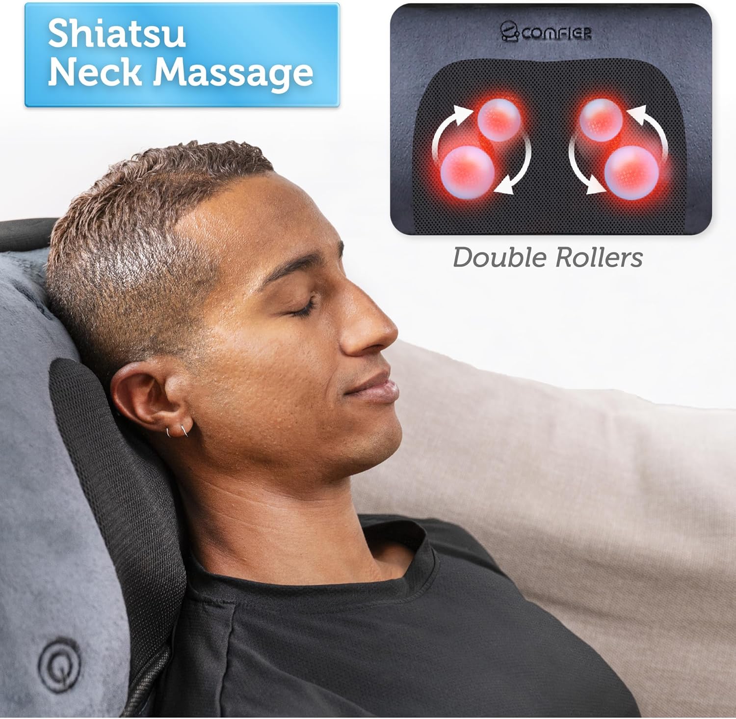 COMFIER Massagematte Ganzkörpermassage mit Wärmefunktion, Massagesitzkissen mit verstellbarem Shiatsu-Nackenkissen, 10 Vibrationsmotoren zur gezielten Linderung von Muskelverspannungen – Bild 5
