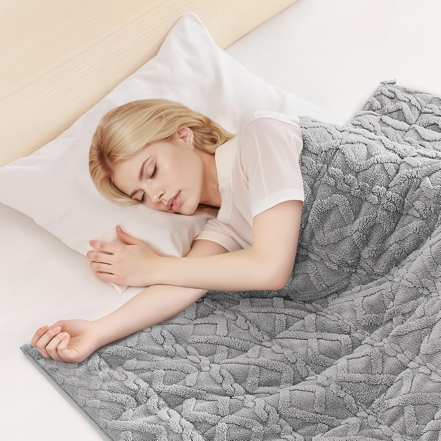 VEVOR Gewichtsdecke, 9 kg, Therapiedecke 1524 x 2032 mm, Gewichtsdecken Queen Size, Sherpa-Fleecedecke mit Glasperlen, für Erwachsene mit 90–113 kg, Linderung von Angstzuständen und Stress, Grau – Bild 8