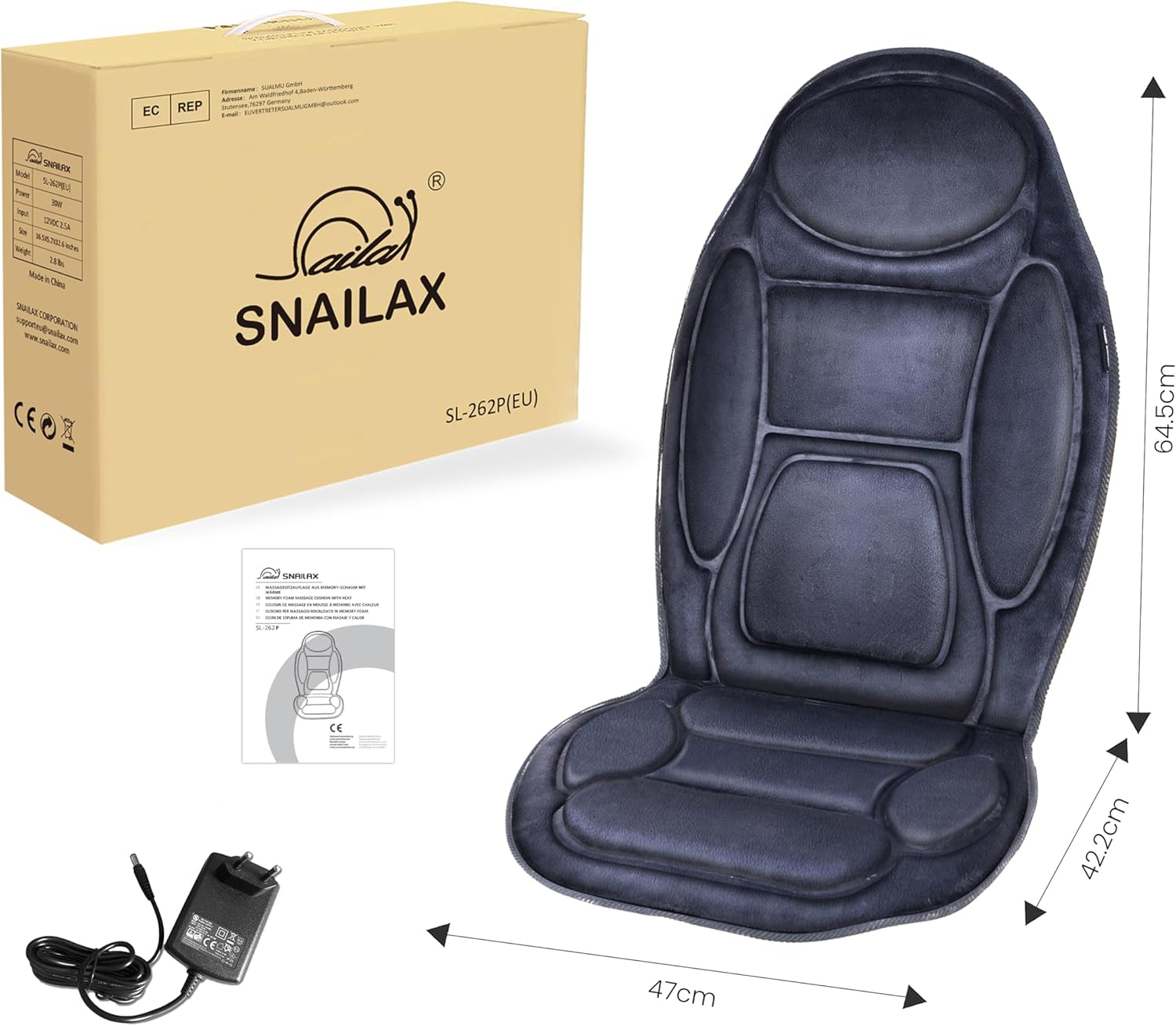 Snailax Massagesitzkissen, Massagekissen mit Wärme und Vibration für Rücken und Nacken, Rückenmassagegerät zur Entspannung zu Hause und im Büro, Geschenke für Männer und Frauen – Bild 7