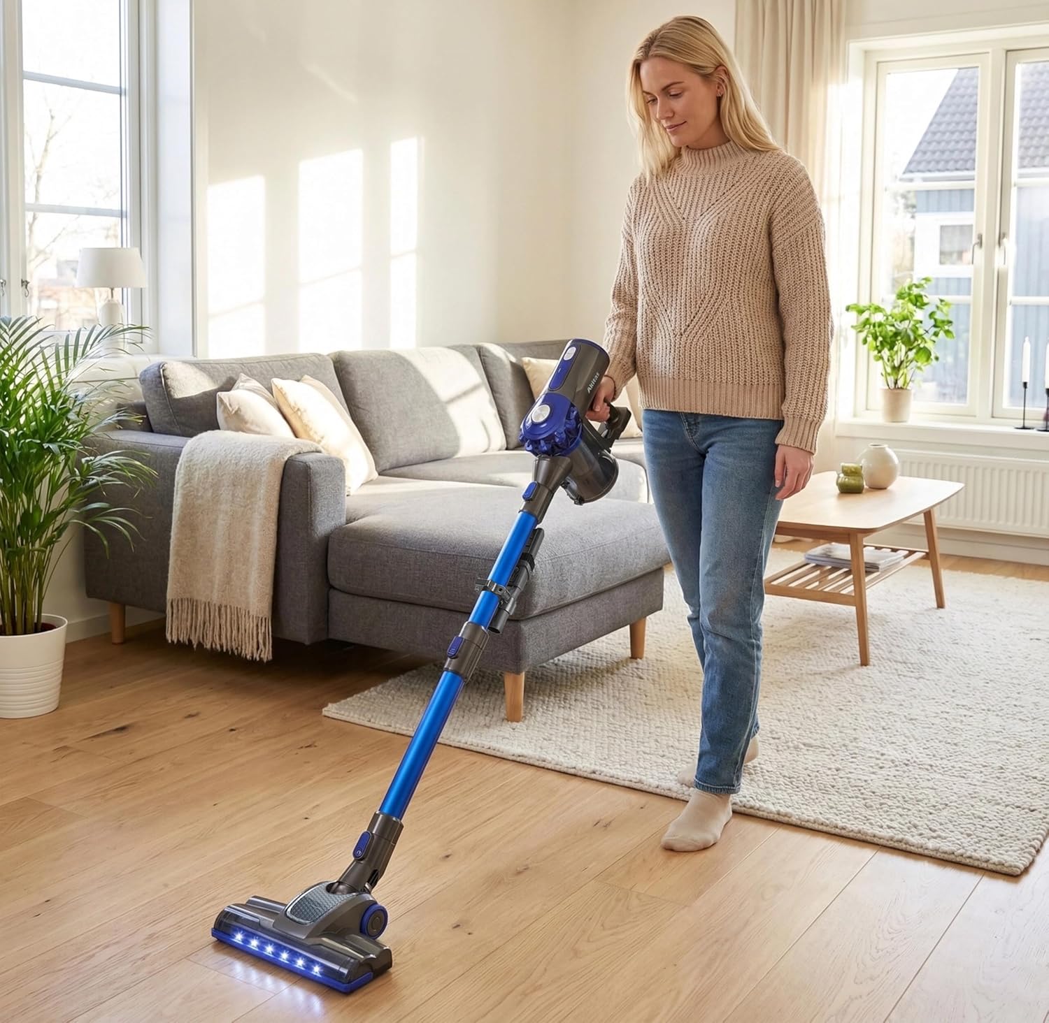 Akitas V8 3-in-1 kabelloser Hand- und vertikaler, leichter 22,2 V 150 W wiederaufladbarer Lithium-Akku für Böden, Teppiche, Tierhaare – Bild 2