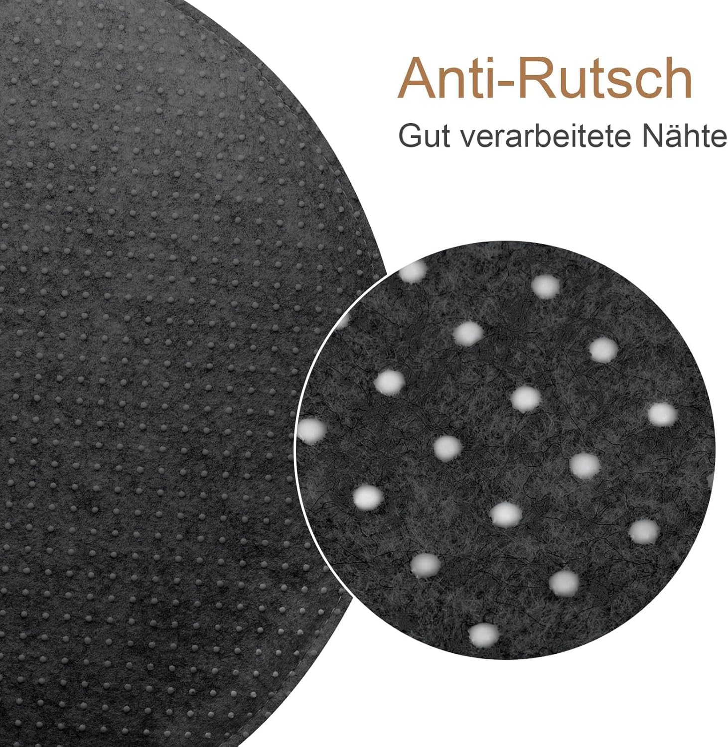 Stuhlkissen, rundes Sitzkissen aus Filz, 35 cm, Sitzkissen für Bank, Sitzkissen mit rutschfesten Einlagen für alle Arten von Stühlen, für den Innen- und Außenbereich (schwarz, 4 rund) – Bild 3