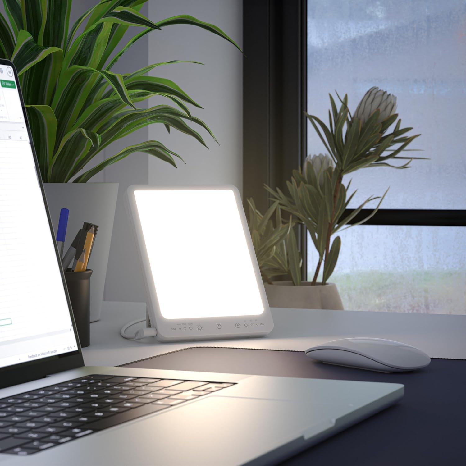 CSL – Tageslichtlampe dimmbar – Simulation von Tageslicht – LED-Lichttherapie – Tageslichtlampe – Flimmer- und UV-freie LED-Technologie – 3 Helligkeitsstufen – bis zu 10000 LUX – Bild 5