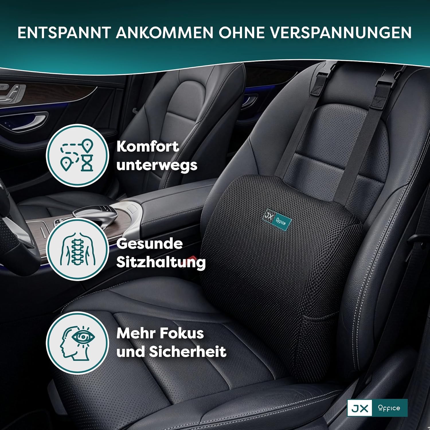 Rückenkissen – ergonomische Memory-Schaum-Lendenwirbelstütze – für mehr Sitzkomfort zu Hause, im Büro und unterwegs – Bild 7