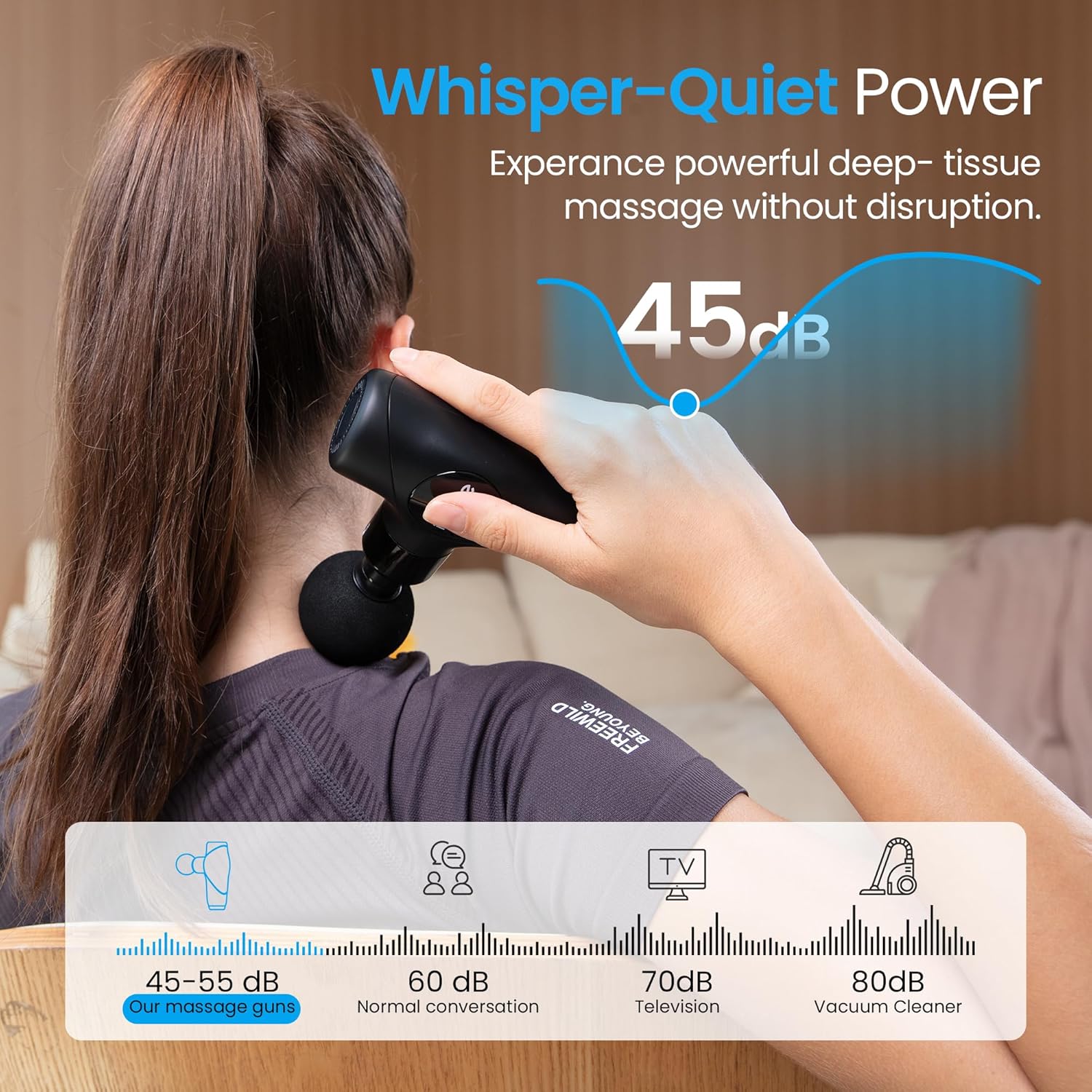 Massagepistole,NAPRE 3-in-1 Mini Massage Gun Massage Pistole mit Abnehmbar Verlängerung,Muskel Percussion Massagegerät für Rücken Nacken Körper,Ultra-Leise & Klein,5 Köpfe & Koffer – Bild 7