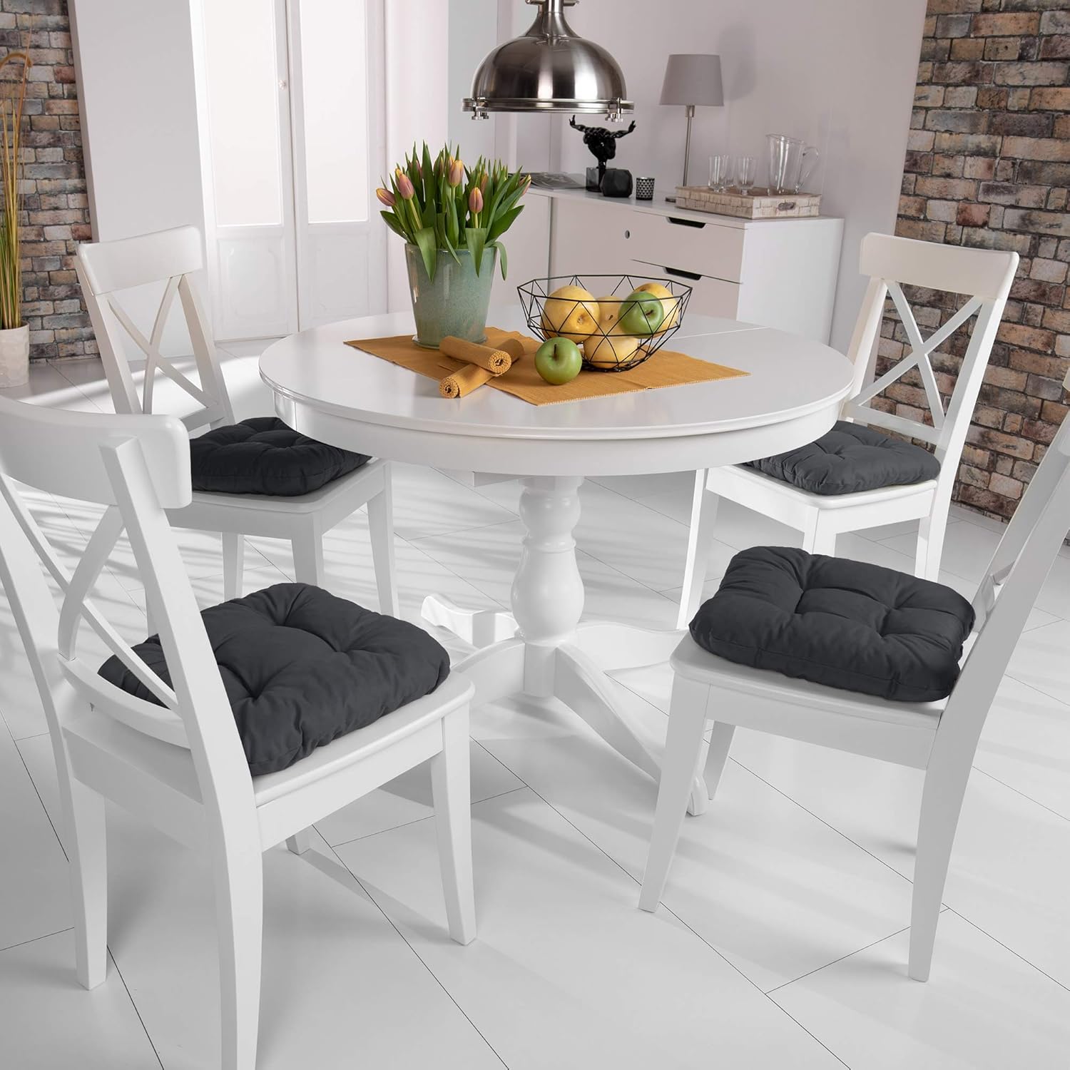 Beautissu 4er Set Stuhlkissen 40 x 40 cm Lisa – Bequemes 8 cm Kissen für Stuhl & Bank – Gepolstertes Sitzkissen Stuhl für Ihre Esszimmerstühle und Bänke – Sitzpolster in verschiedenen Farben, 40 x 40 x 8 cm – Bild 2