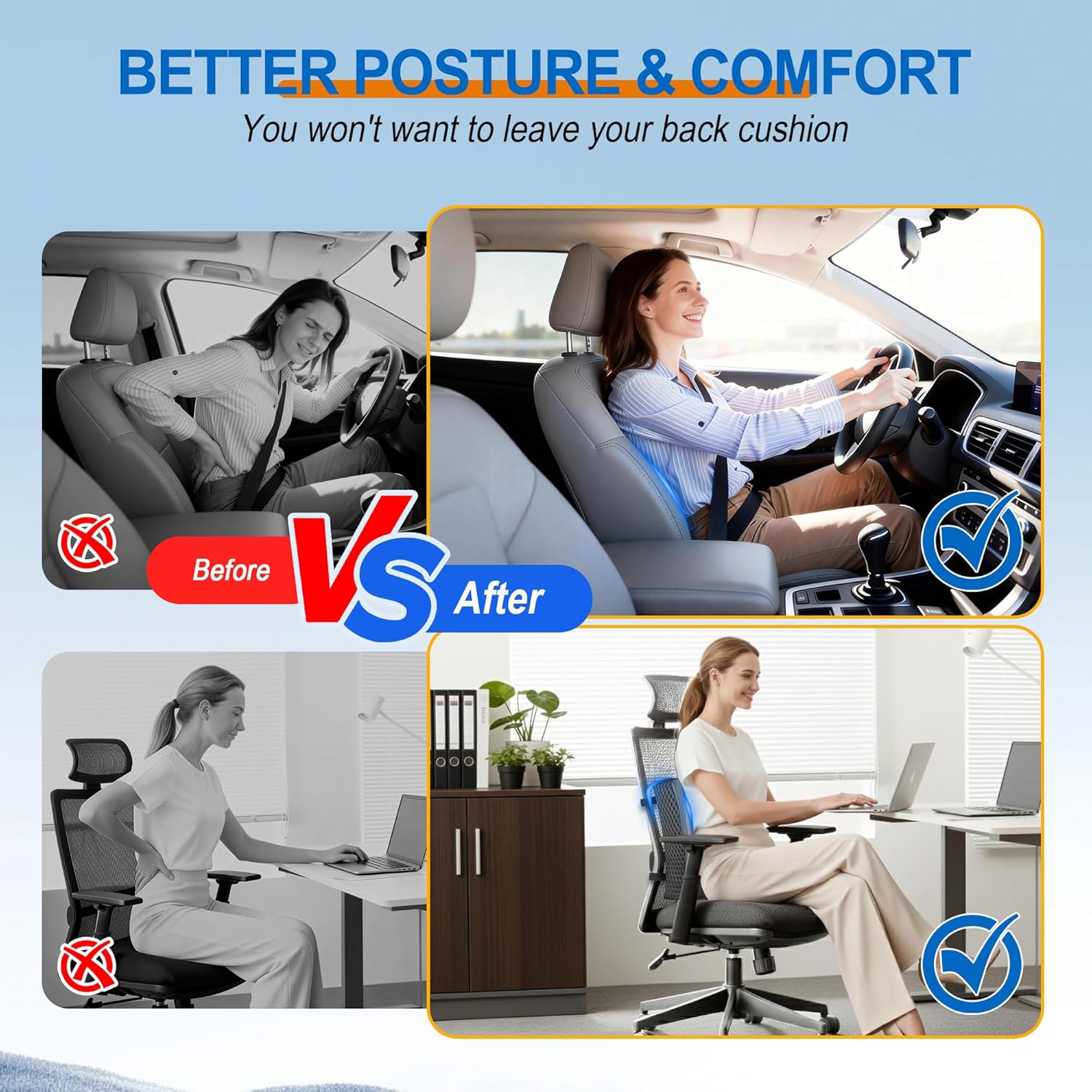 Allaboutsla Lendenwirbelstützkissen für Auto, Büro, ergonomisches Memory-Schaum-Lendenkissen, Unterstützung des unteren Rückens zur Schmerzlinderung, Rückenkissen für Autositz, Bürostuhl, Schreibtisch, Liege – Bild 7