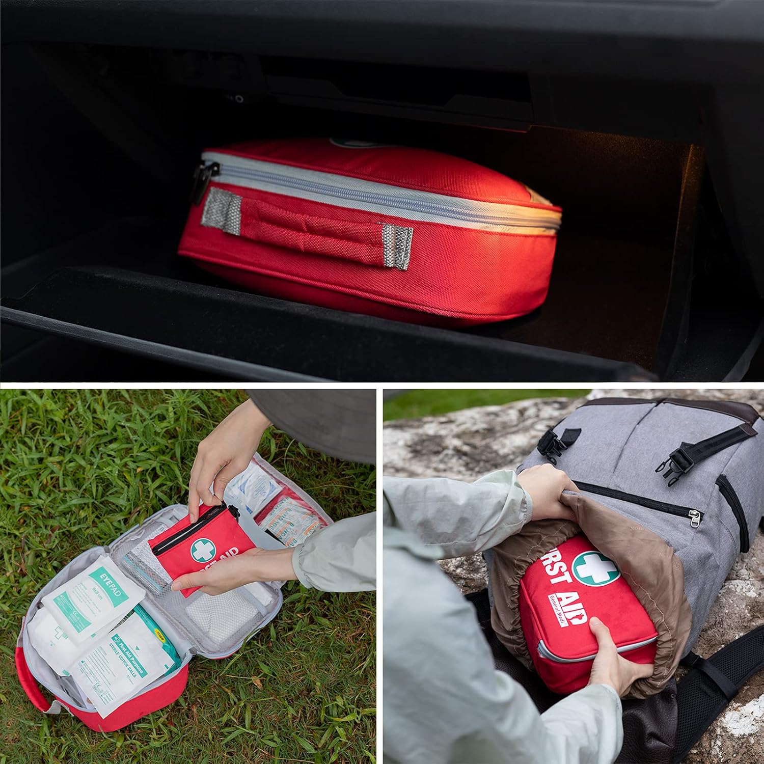 General Medi 2-in-1-Erste-Hilfe-Set, 215-teiliges Premium-Erste-Hilfe-Set mit einem 43-teiligen Mini-Erste-Hilfe-Set für Zuhause, Auto, Reisen, Büro, Sport, Wandern, Camping, Rettung (rot) – Bild 6