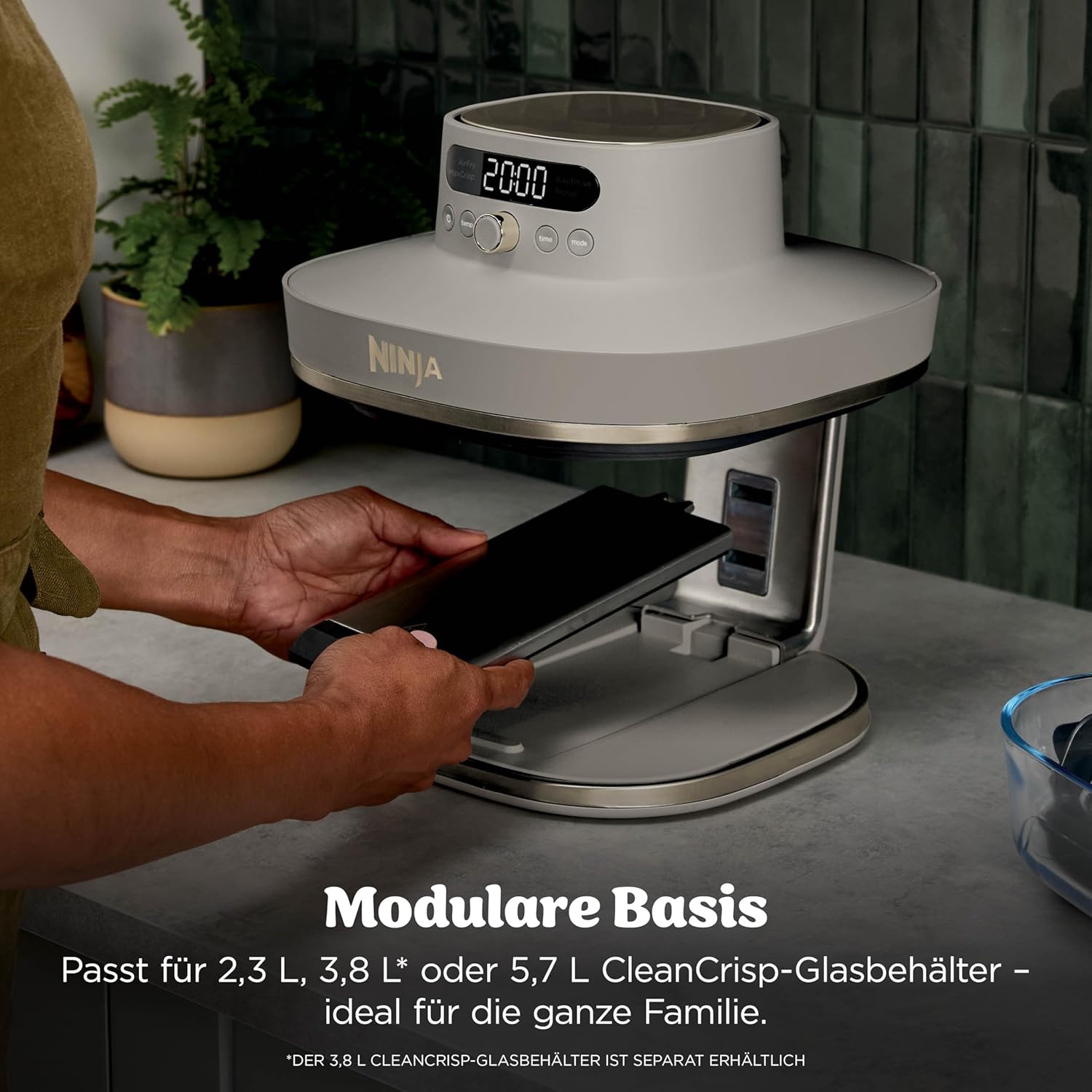 Ninja CRISPi PRO XL Glas-Luftfritteuse (Luftfritteuse), 5 voreingestellte Zubereitungsfunktionen, inklusive CleanCrisp-Glasbehälter (5,7 l und 2,3 l) und Aufbewahrungsdeckel, Steingold AS090EUSD – Bild 5
