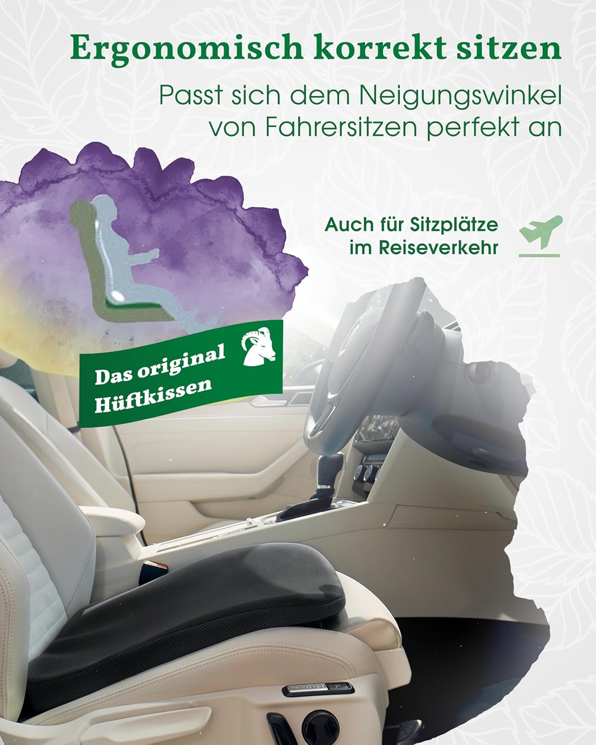 Orthopädisches Keilkissen Auto Anthrazit – Ergonomisches Sitzkissen für Fahrersitz & Beifahrersitz – Entlastet Rücken, Hüfte & Knie – Für aufrechtes, schmerzfreies Sitzen im Fahrzeug – Bild 5