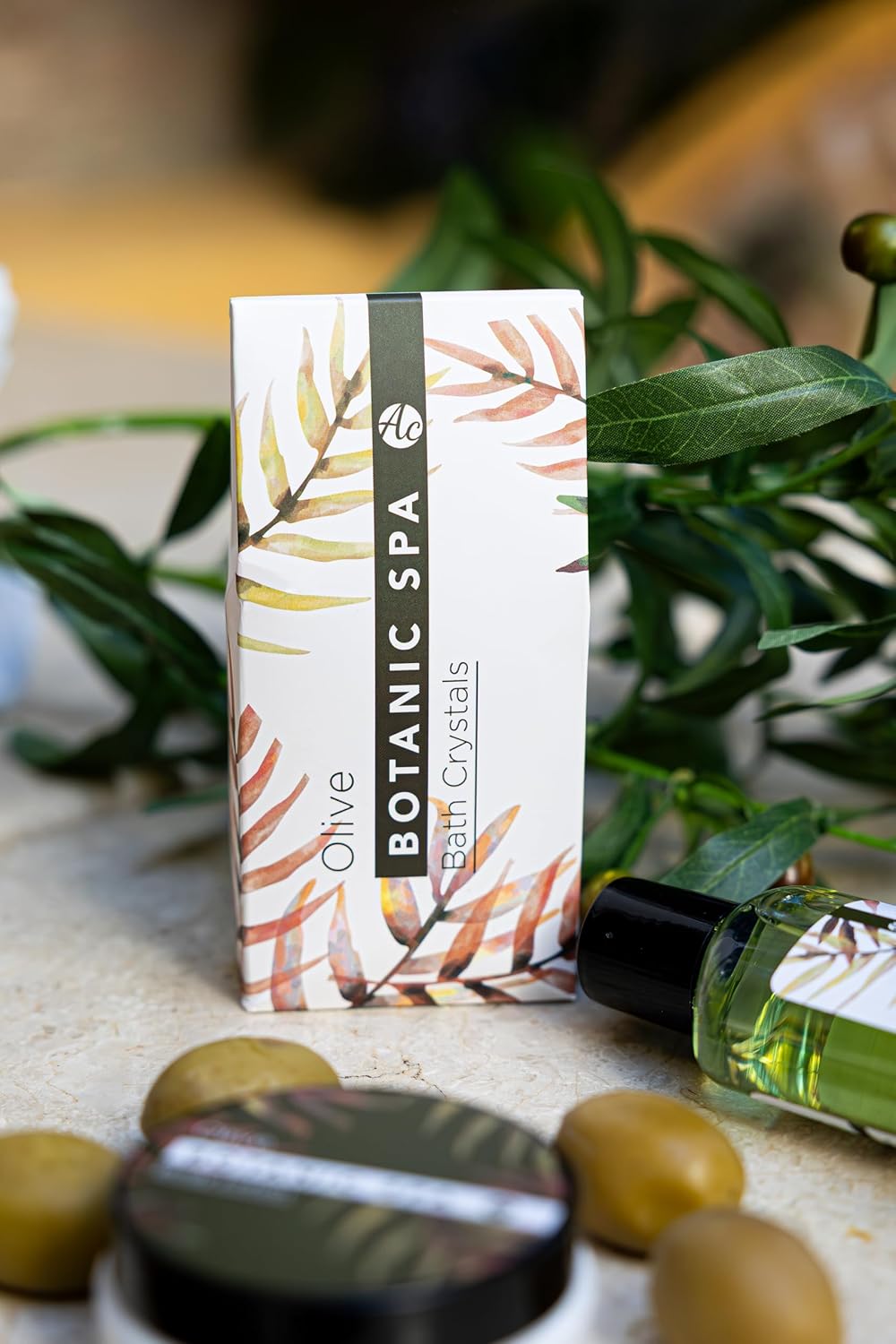 Accentra Olive Spa Badeset, Pflegeset für Damen mit 150 ml Duschgel, 60 ml Körperlotion, 150 g Badesalz und 10 g Netzschwamm im Seegraskorb, Wellness-Geschenkset für Geburtstag und Muttertag – Bild 11