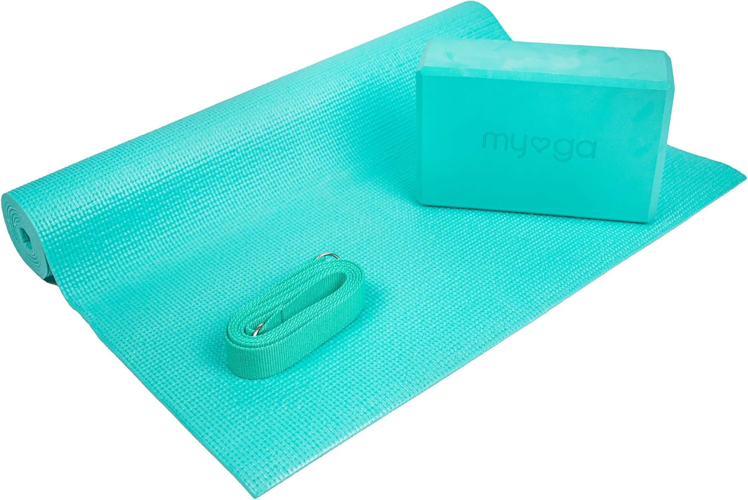 Myga Yoga-Starter-Set – Yogamatte, Yoga-Blockstein und Metall-D-Ring-Yoga-Gurt – Starter-Set für Anfänger, ideal für Pilates, Yoga, Stretching, Gesundheit und Fitness – Bild 4