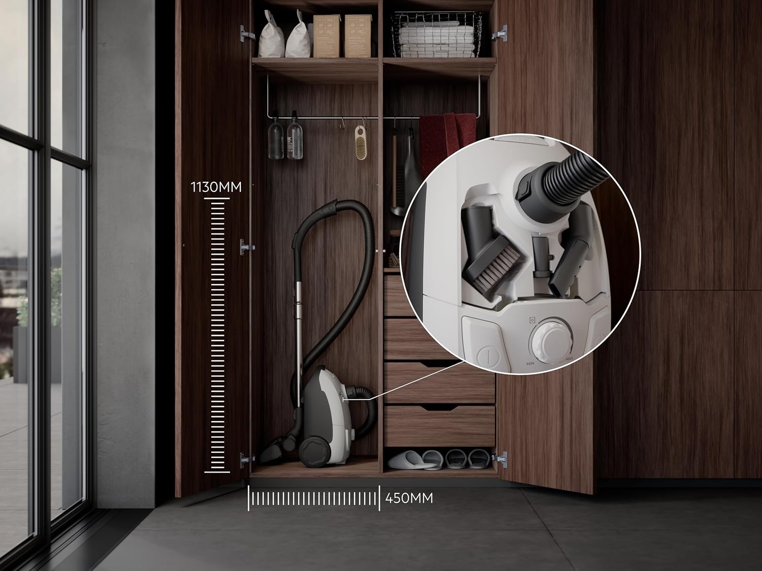 AEG Clean 5000 Staubsauger mit Beutel, hohe Saugleistung, 37 % recycelter Kunststoff, AllFloor-Düse mit Klicksystem, 2-in-1-Multifunktionsdüse, 8,5 m Aktionsradius, waschbarer Hygienefilter, AB51C1SW – Bild 8