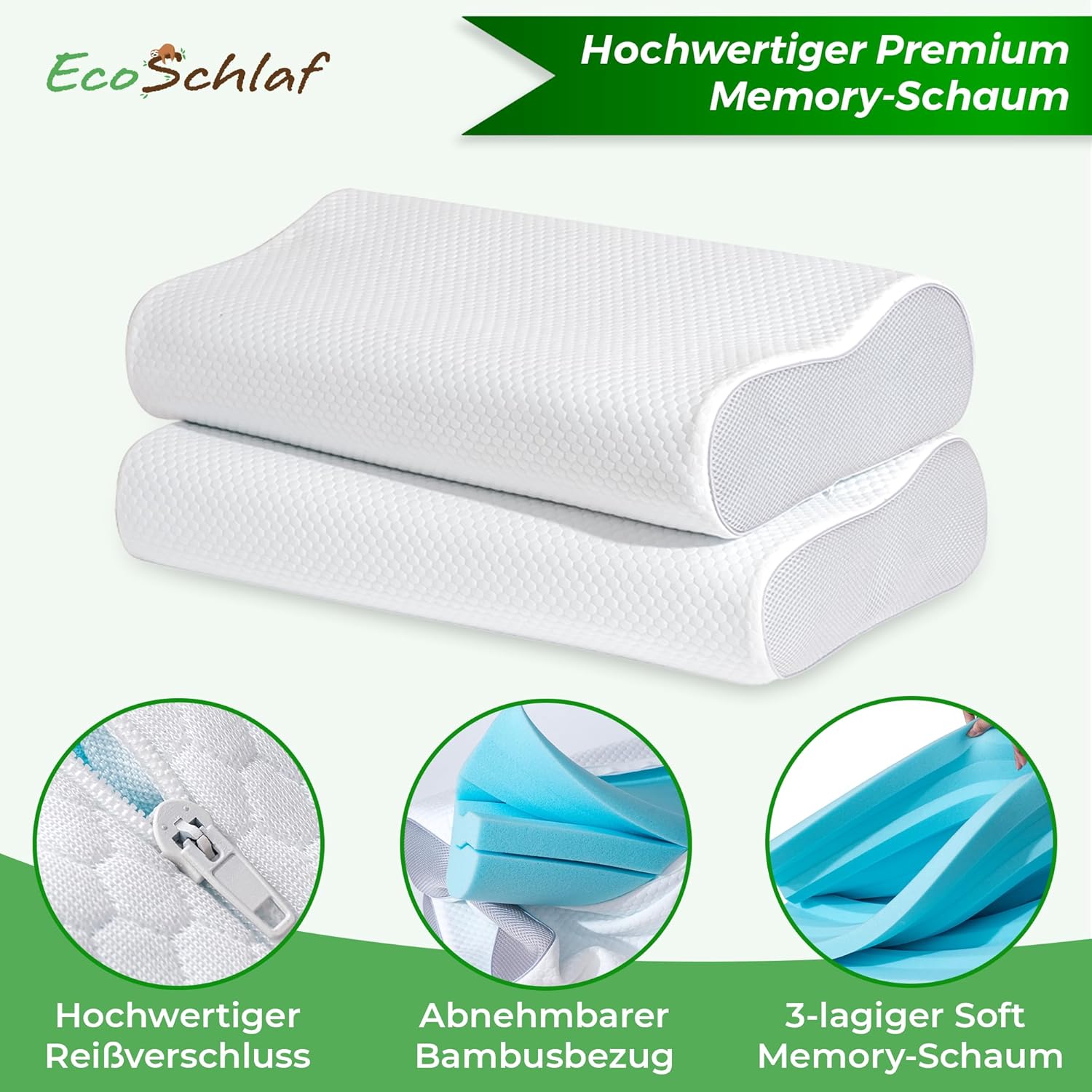 Orthopädisches Kissen, Premium Nackenstützkissen, zertifiziert, Seitenschläferkissen, Nackenkissen aus weichem Memory-Schaum, ergonomisches Kissen, Nackenschmerzen, Anti-Schnarch-Kissen (weiß) – Bild 9
