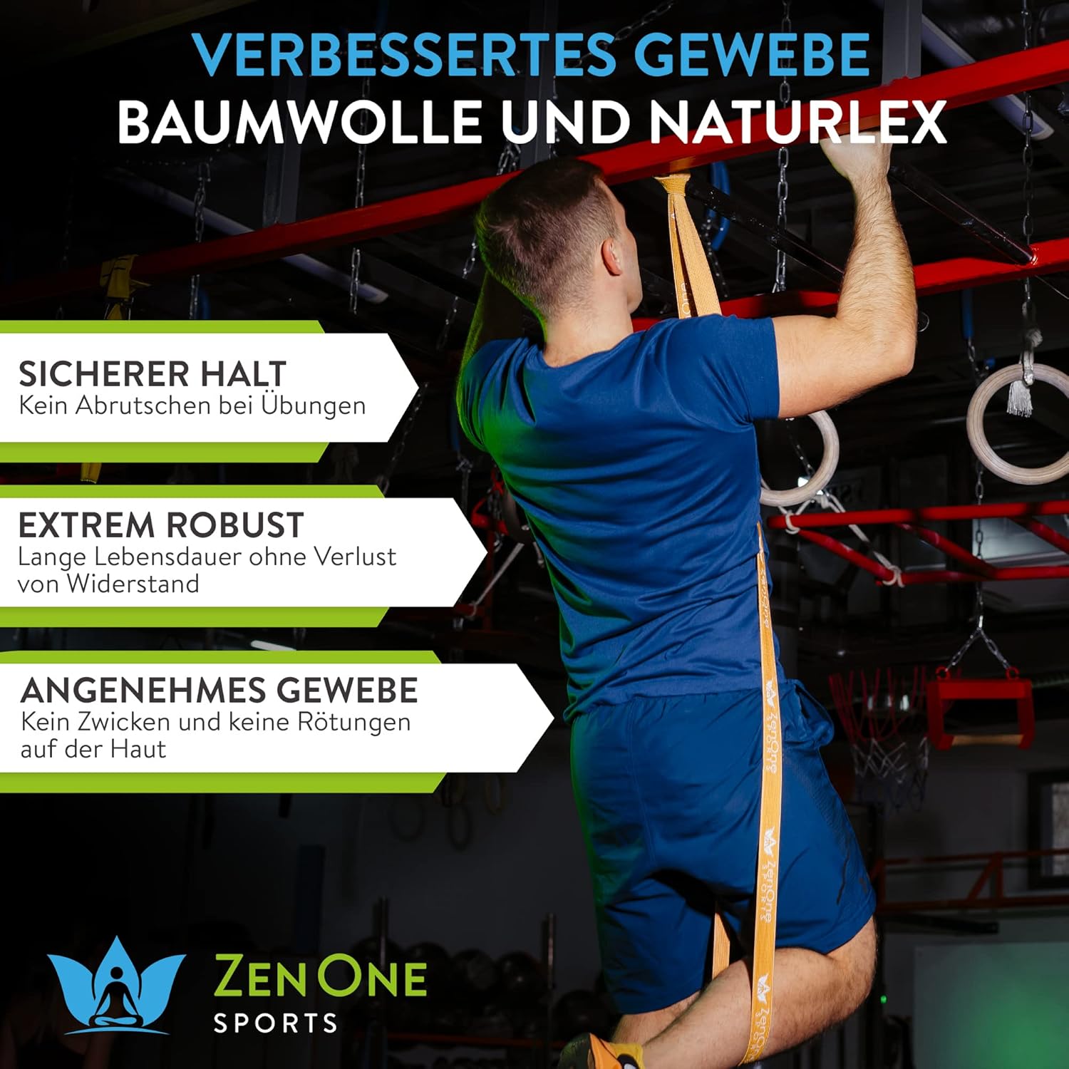 ZenOne Sports® Fitnessbänder Stoff I Widerstandsbänder in 6 Stärken von X-Light bis XX-Heavy I Stoff Widerstandsbänder mit Workout-Guide – Ideal für Krafttraining, Warm-up & Mehr I Gymnastikband – Bild 5