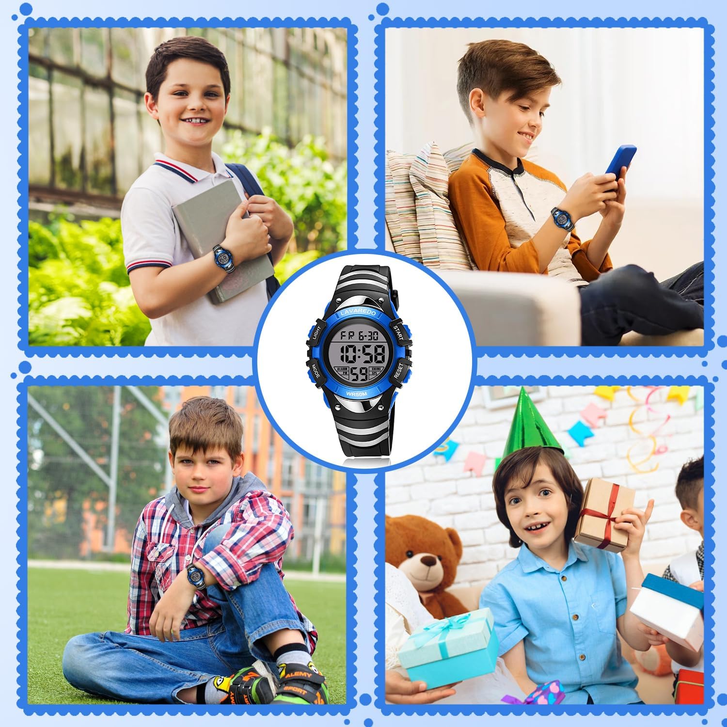 caprock Kinderuhr Jungen Mädchen, Kinderuhr mit Alarm/Timer/Zeitanzeige/Datumsanzeige/5 ATM wasserdicht, Digitaluhr, Kinder Outdooruhr für Kinder 3-12 Jahre – Bild 7