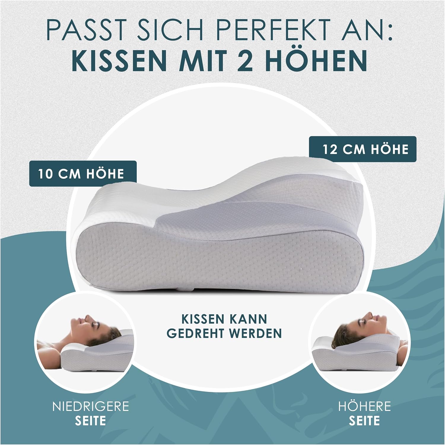 Orthopädisches Memory-Schaum-Kissen, ergonomisches Kissen zur Linderung von Nackenschmerzen, IGR-zertifiziert, Nackenkissen für Rücken-, Bauch- und Seitenschläfer – Bild 3