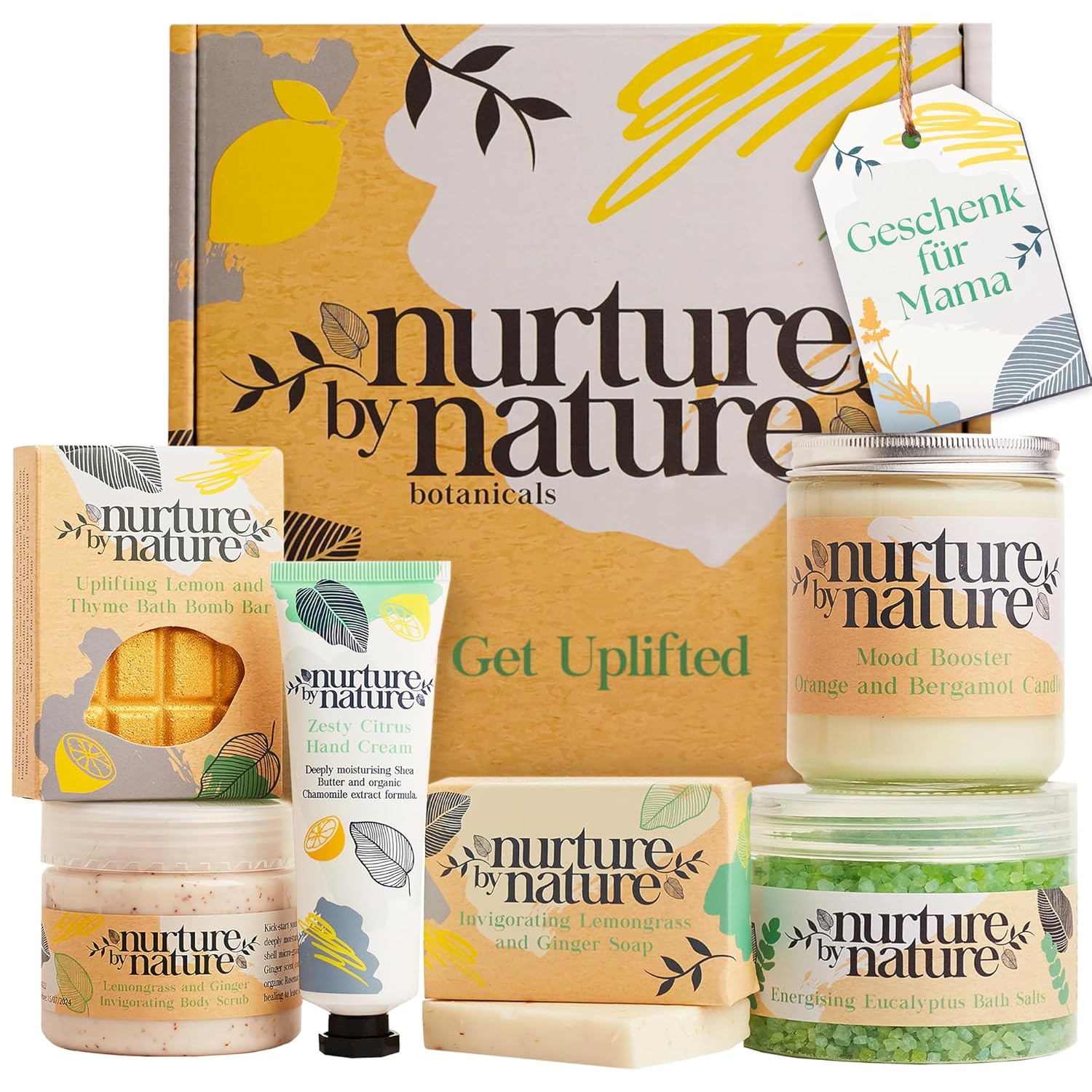 Nurture by Nature, Entspannung und Auftrieb, Verwöhnkörbe für Frauen, Spa-Badeset, Badesalz, Aromatherapie, Seife, Badebomben, Kerze und mehr, Geburtstagsgeschenk