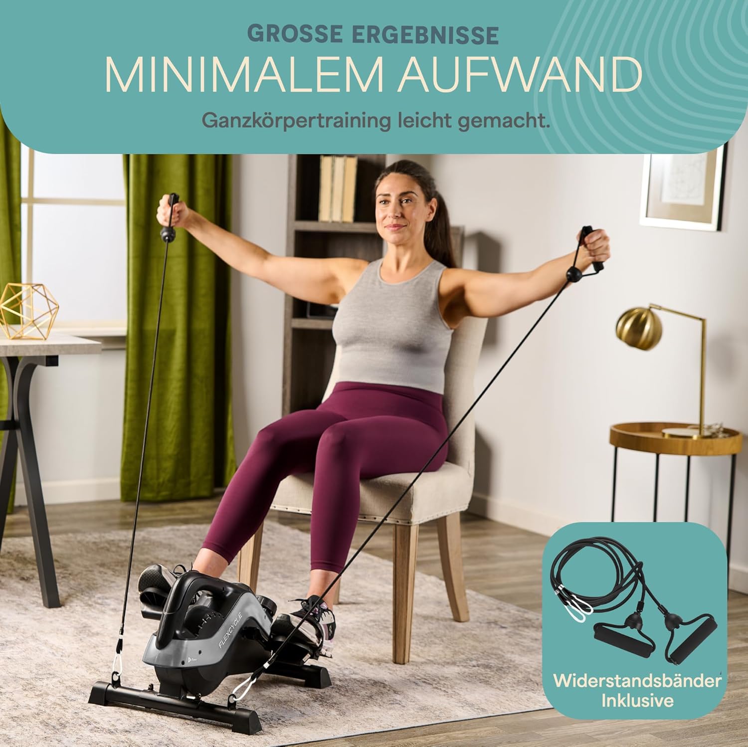 Lifepro 3-in-1-Fahrrad-Pedaltrainer unter dem Schreibtisch mit Widerstandsbändern – Arm-, Fuß- und Beintrainer im Sitzen für Senioren – Mini-Fahrrad-Pedaltrainer unter dem Schreibtisch – Bild 4