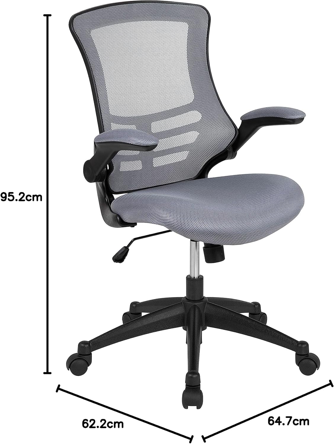 Flash Furniture Bürostuhl mit hoher Rückenlehne, ergonomischer Drehstuhl mit klappbaren Armlehnen und verstellbarer Kopfstütze – Bild 3