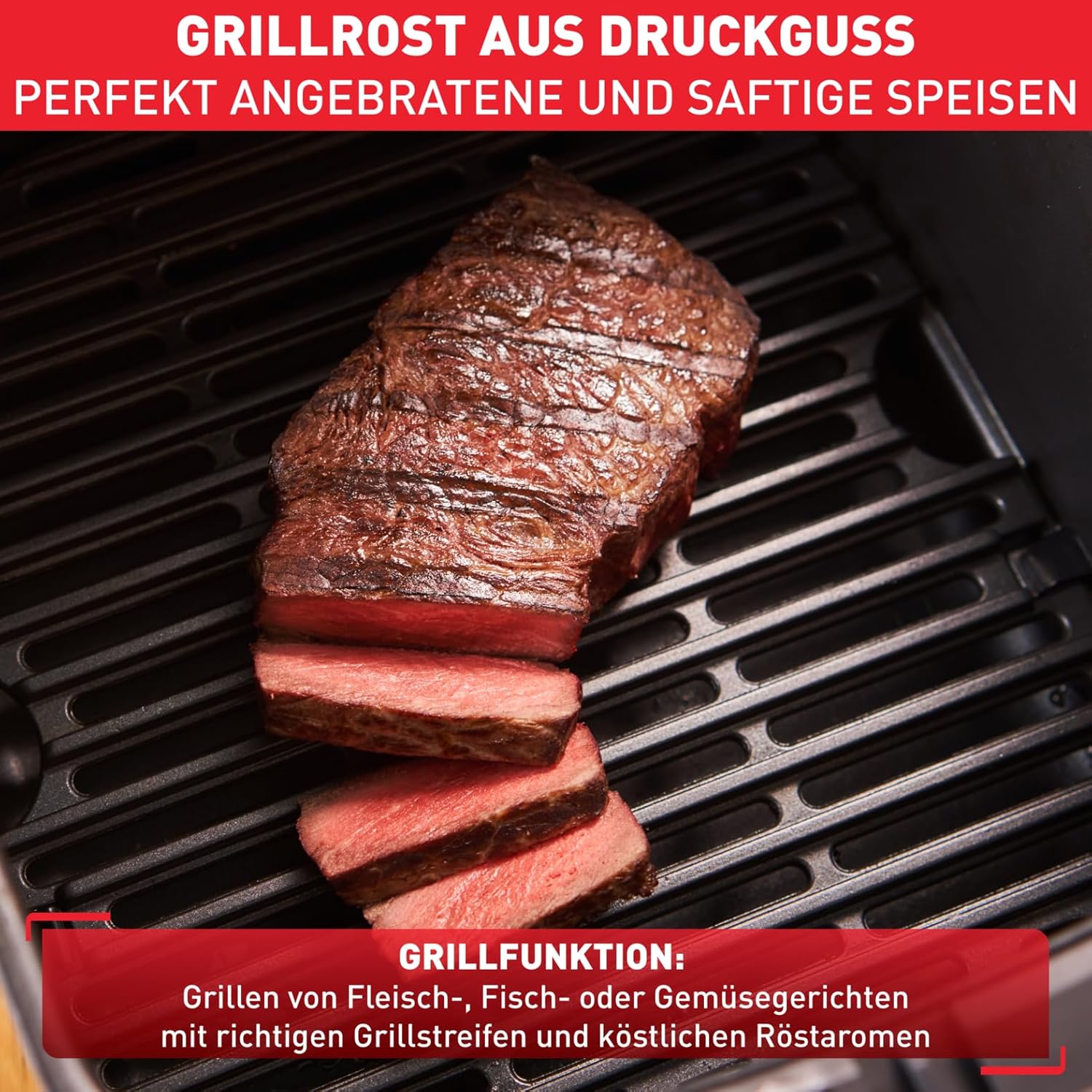 Tefal Easy Fry & Grill Heißluftfritteuse, 2-in-1-Technologie, Heißluftfritteuse und Grill, digitales Display, 4,6 Liter für 6 Portionen, 8 Kochprogramme, energiesparend, kein Öl, Edelstahl, XL-Volumen, EY505D – Bild 5