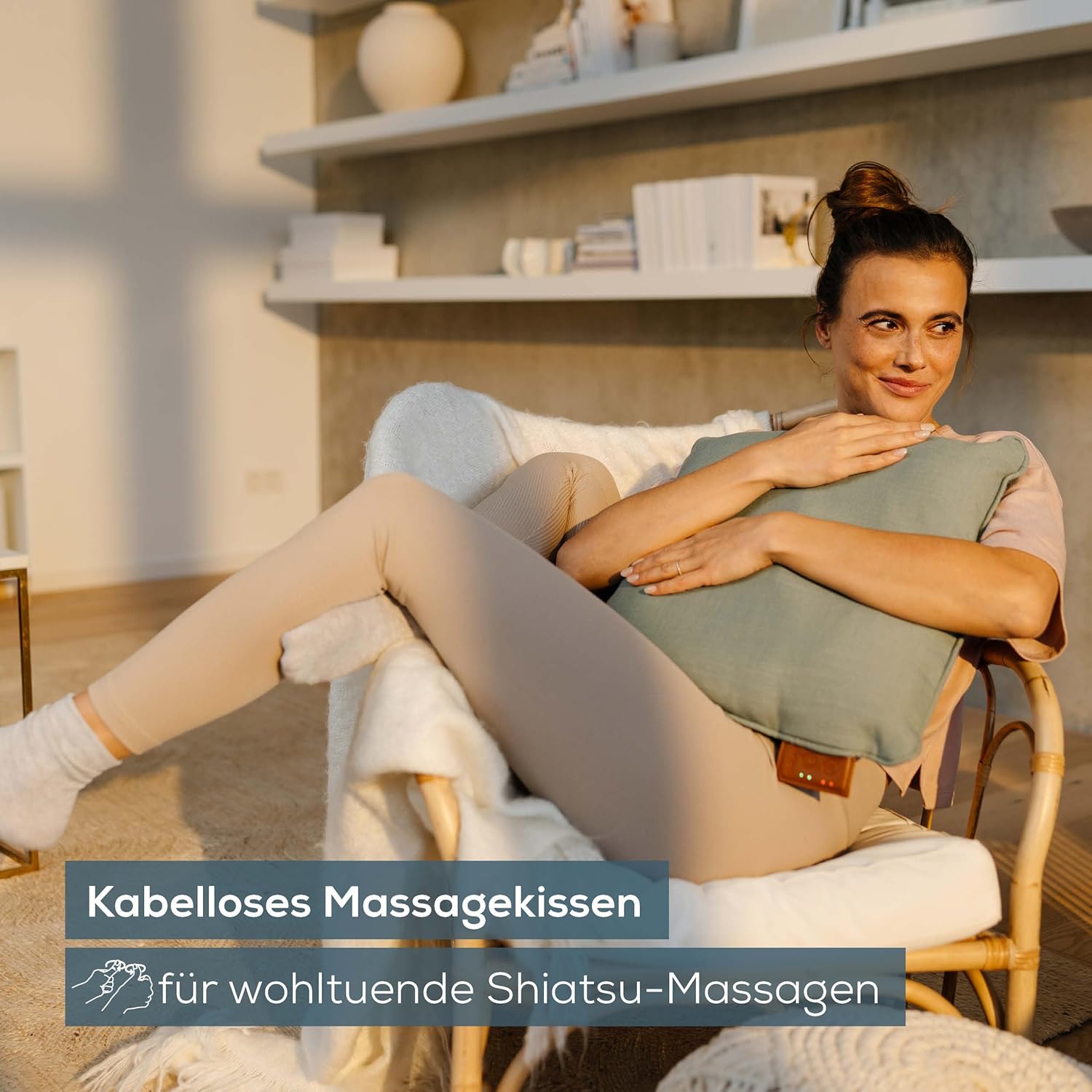 Beurer MG 139 Akku-Massagekissen mit Wärmefunktion, kabelloses Shiatsu-Massagekissen, zuschaltbare Wärme, aus recyceltem Material, maschinenwaschbar, automatische Abschaltung, 40 x 40 cm, Mint – Bild 2