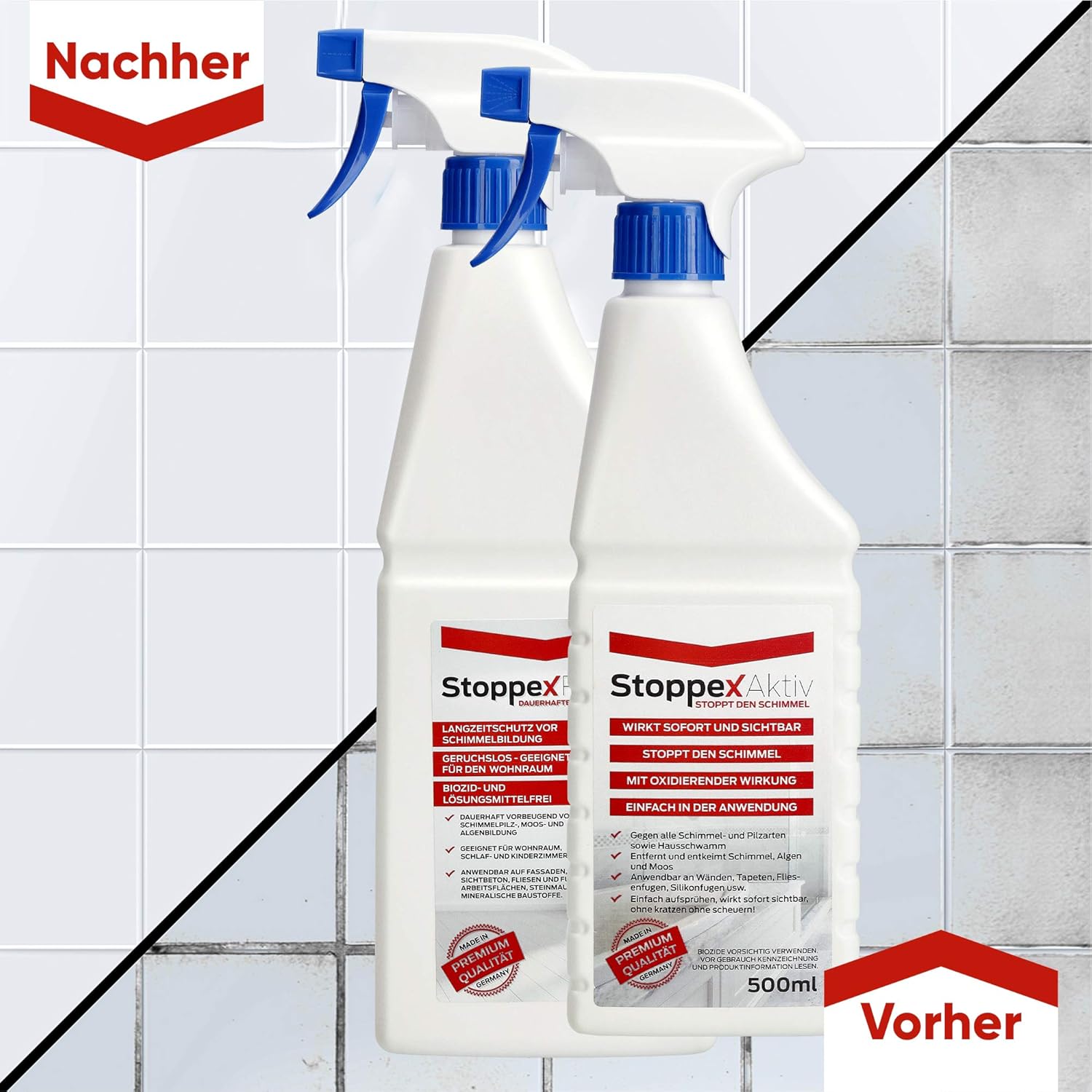 Stoppex® Schimmelentferner-Set (1,5 L), maximale Wirkung gegen Schimmel für Wände, Badezimmer und Silikonfugen, Anti-Schimmel-Spray-Set gegen Schimmel – Bild 3