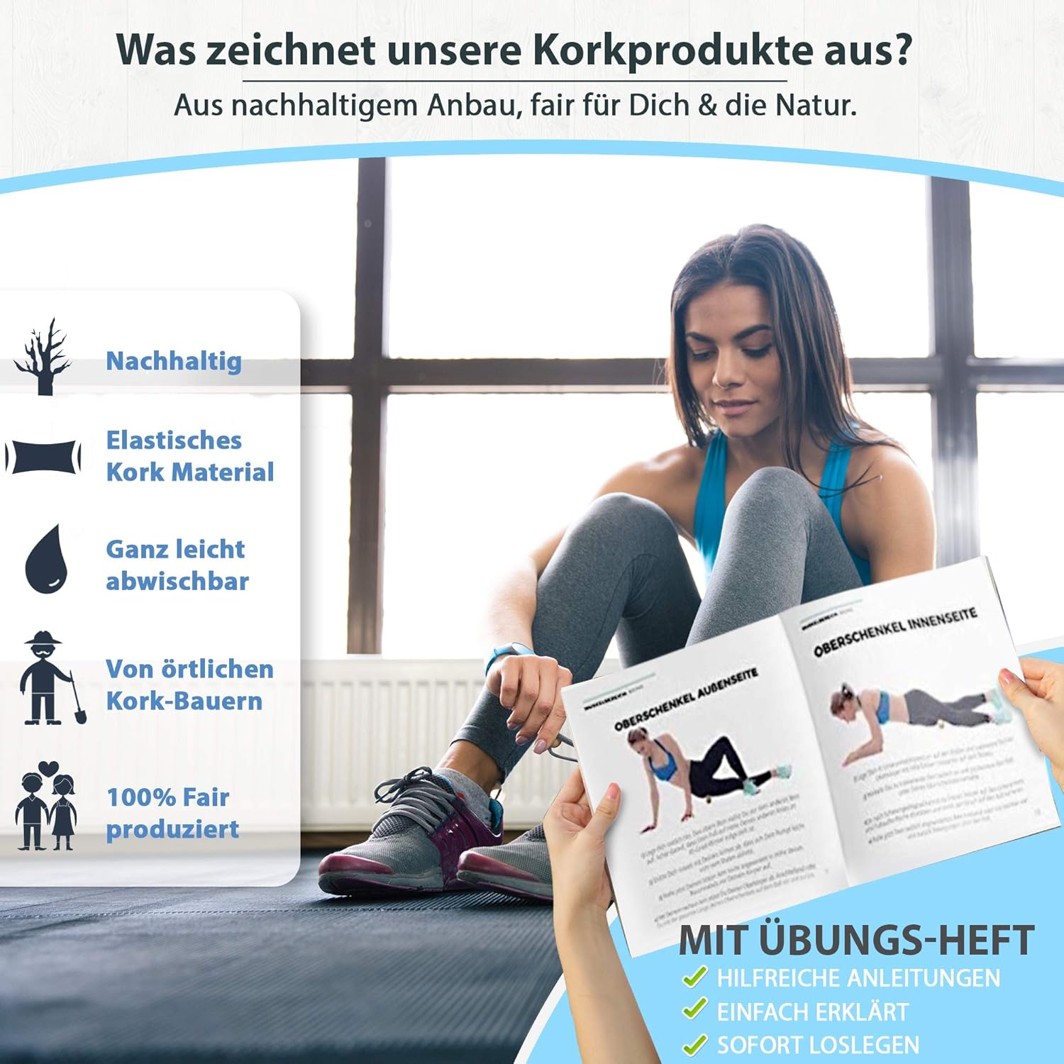Amityunion Faszien-Korkball, natürlicher Massage- und Therapieball für Selbstmassage, Sport, Fitness und Training, 5 cm Kork – Bild 5