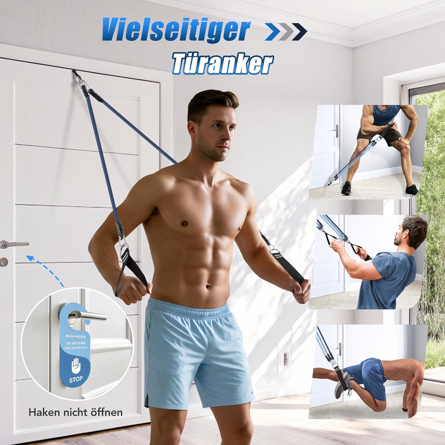ALongSong Pilates Bar Set mit Widerstandsbändern Krafttraining 180LBS/140LBS/240LBS/360LBS Resistance Bands Fitnessbänder Set & Pilates-Stange, Griffe für Fitness/Yoga/Gym – Bild 5