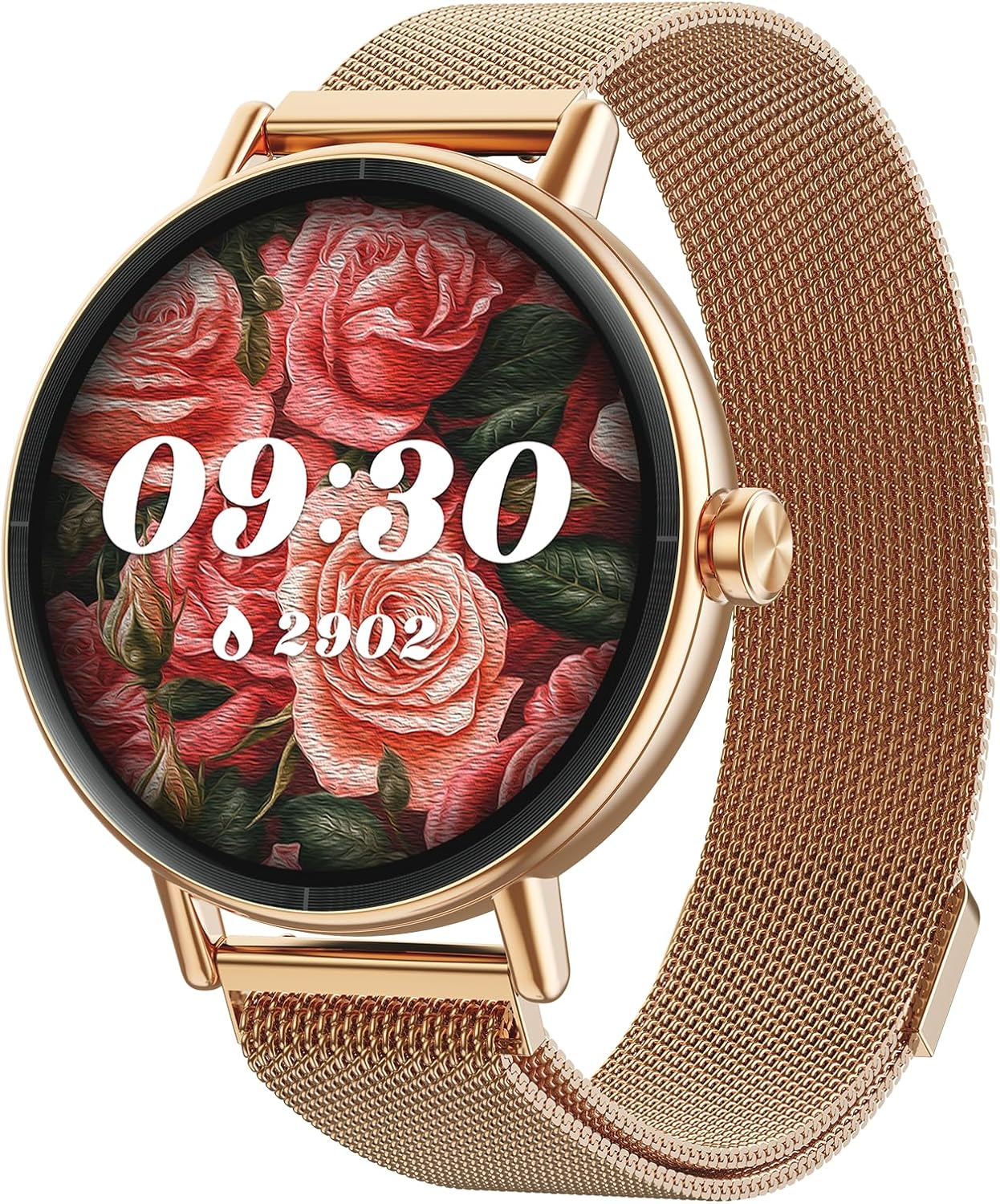 Gydom Runde Smartwatch für Damen, 1,27 Zoll, Smartwatch mit Telefonfunktion, Fitnessuhr mit SpO2, Herzfrequenz, Stress, Kalorien, Schlaf, Schrittzähler, 100+ Sportmodi, IP68, wasserdichte Sportuhr für iOS