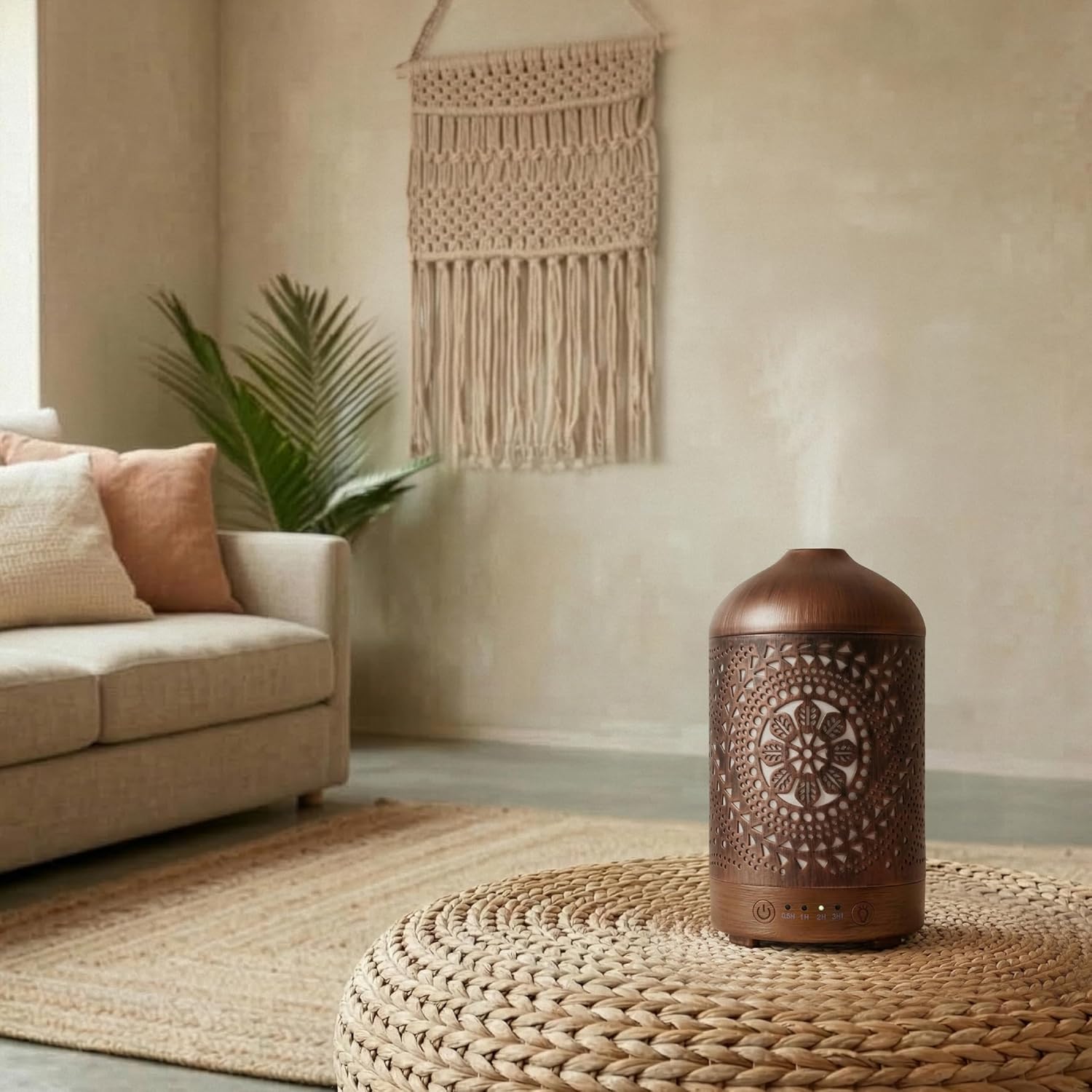 Earnest Living Aroma-Diffusor für ätherische Öle, 100 ml, Raumduft aus weißer Keramik, Duftöl-Diffusor, elektrische Öllampe, Luftbefeuchter, Nachttischlampe, 7 Lichtfarben, Timer, automatische Abschaltung – Bild 8