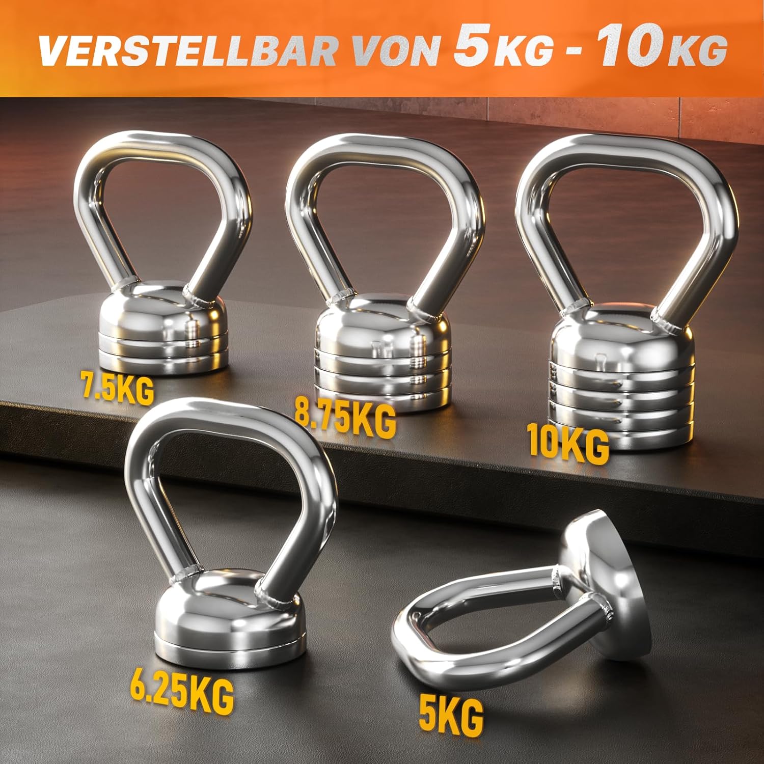 Northdeer Steel Kettlebell verstellbar 5 kg / 10 kg – Kettlebell verstellbar für Krafttraining, Fitness-Workout zu Hause – Bild 3