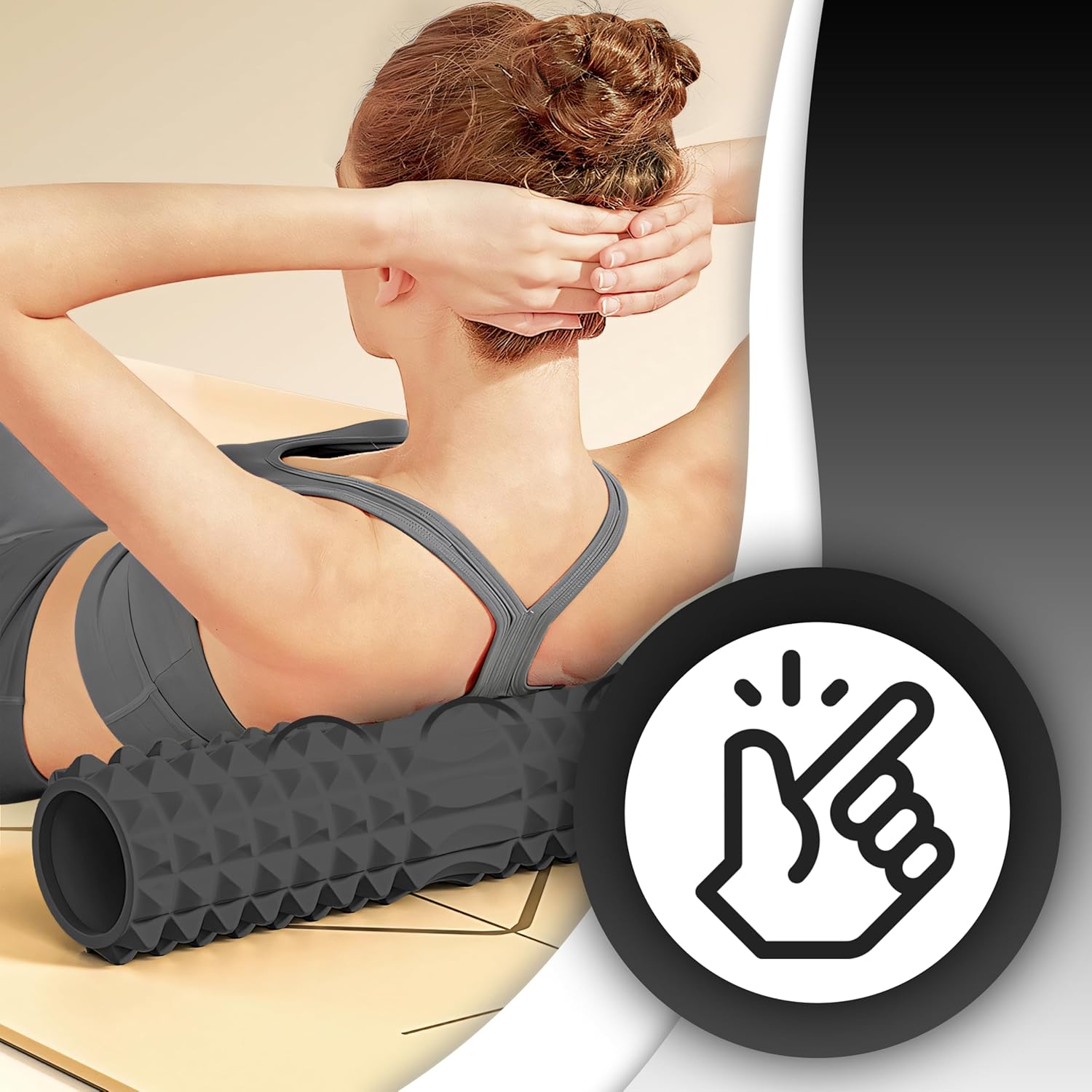 Retoo Faszienrolle, Fitnessrolle Standard mittlerer Härte, 33 x 12 cm, Selbstmassage von Rücken und Beinen, Entspannung und Regeneration, Funktionstraining, Physiotherapie und CrossFit – Bild 3