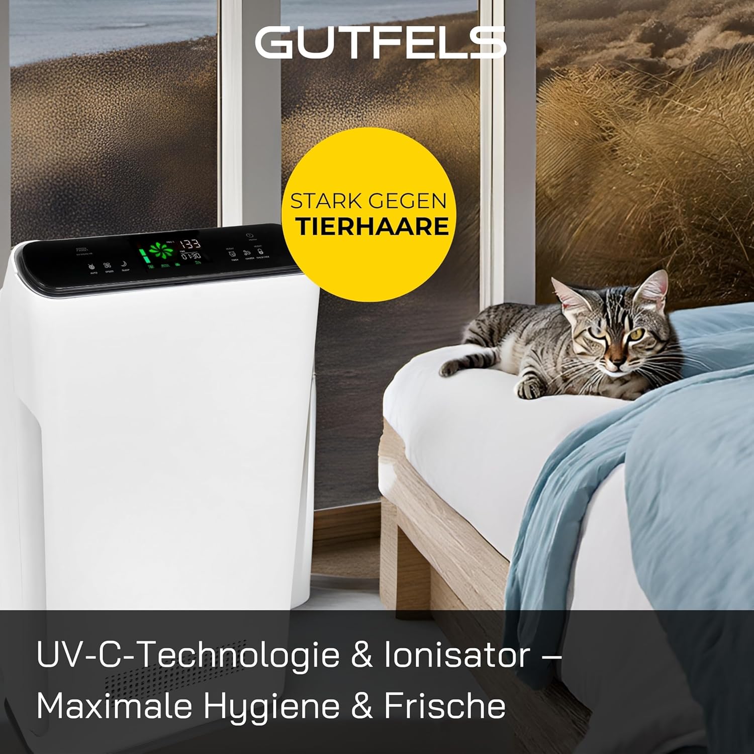Luftreiniger mit HEPA 13 Filter, 7-fach Filterung gegen Zigarettenrauch & Feinstaub, Ionisator, UV, Fernbedienung, bis 40 m², LR 67014 we – Bild 6