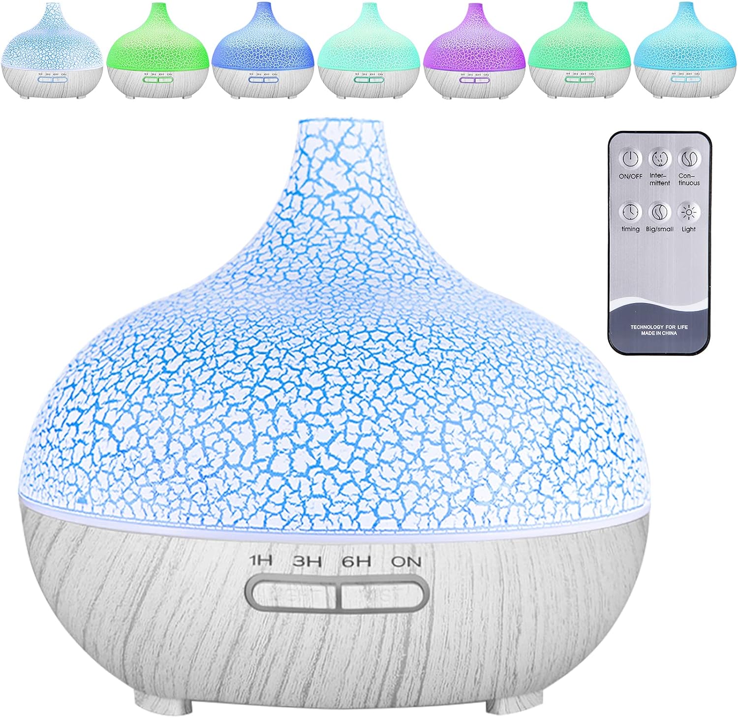550 ml Aromadiffusor, ultraleiser Ultraschall-Luftbefeuchter, ätherische Öle, BPA-freier Aromatherapie-Luftbefeuchter für Schlafzimmer, Yoga, Spa, 7 Farben LED-Lichter (weiß)