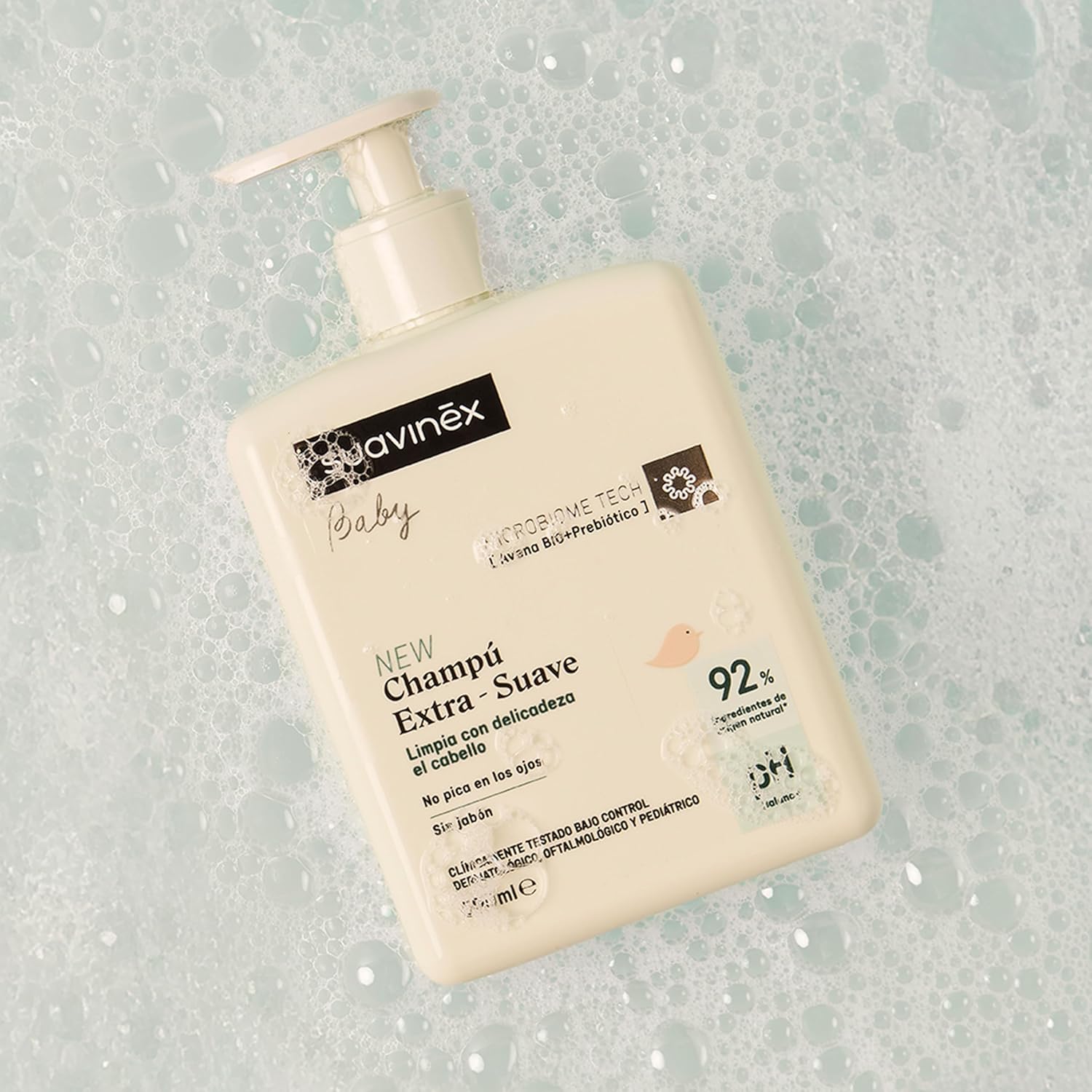 Suavinex, extra mildes Shampoo für Babys, weiches und glänzendes Haar, kein Juckreiz in den Augen, keine Tränen, keine Seife, geeignet für empfindliche Haut, 92 % natürliche Inhaltsstoffe mit – Bild 2