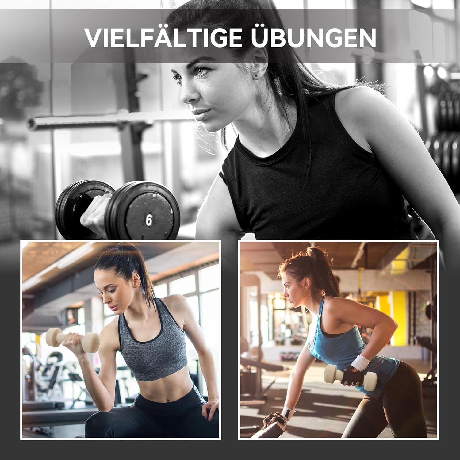HOMCOM Hantelset 4 Paar 0,5kg-10kg Hanteln mit Koffer, Hantel-Set aus Gusseisen, Hexagon Hanteln Set, Kurzhanteln für Männer Frauen, Hanteln für Fitnessstudio, Krafttraining – Bild 3