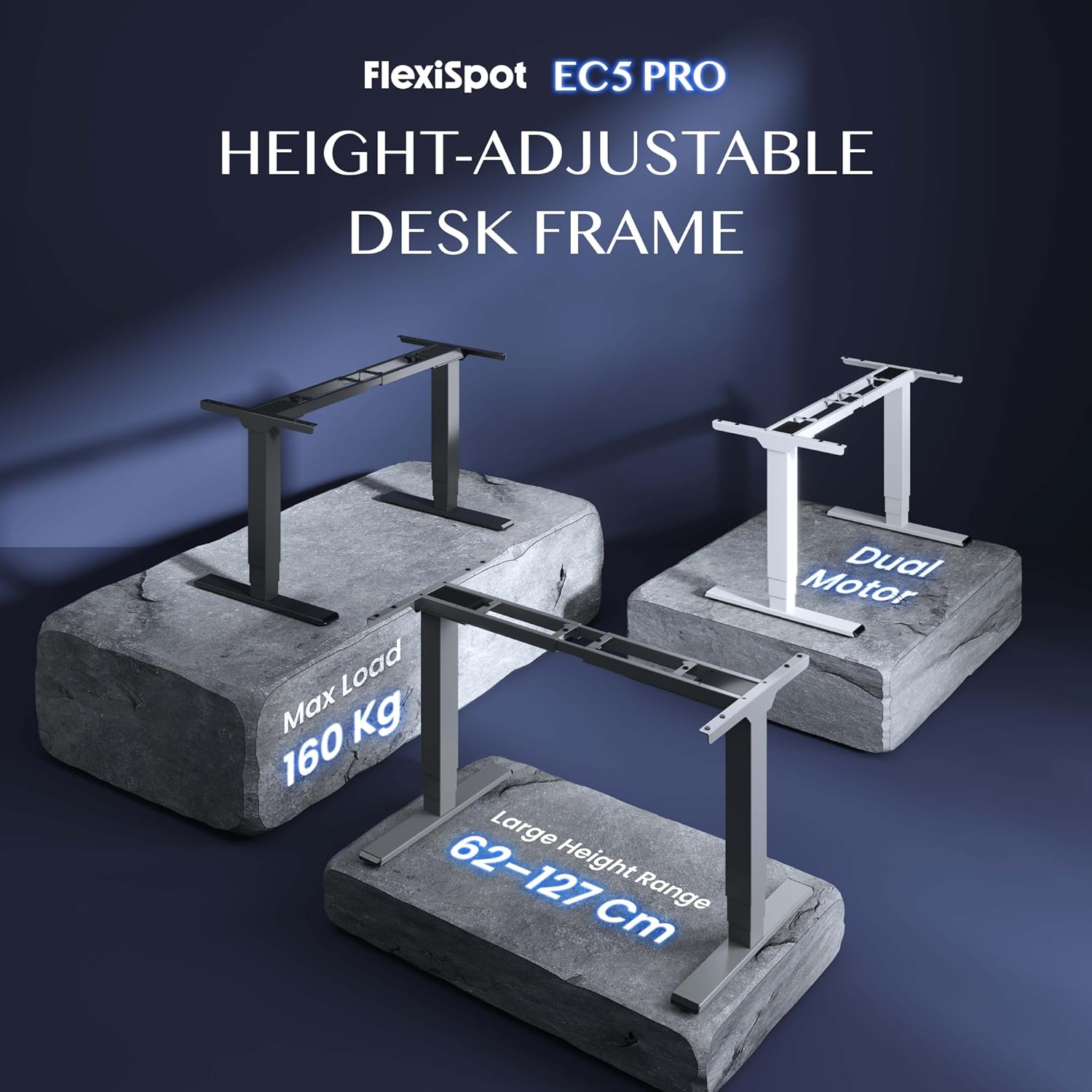 Flexispot E5 höhenverstellbare Schreibtischhöhe, verstellbarer Tisch, Gestell passt auf alle gängigen Tischplatten. Mit Memory-Steuerung und Soft-Start/Stopp. – Bild 3