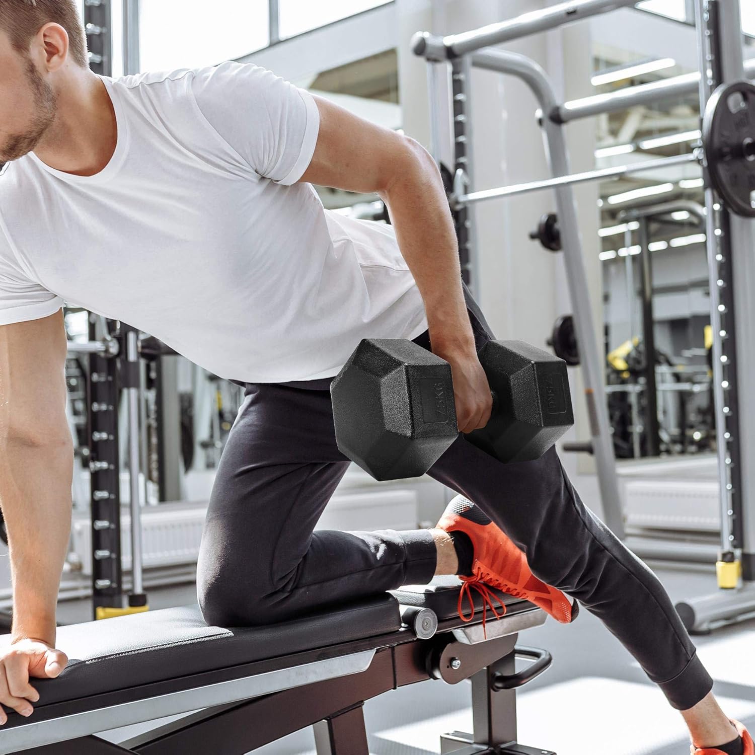 Yaheetech 2er-Set Kurzhanteln 5/7,5/10 kg, Hanteln aus Gummi, Gusseisen, Sechskant-Hanteln, Gewichte, Training für Aerobic, Gymnastik und Fitness – Bild 9